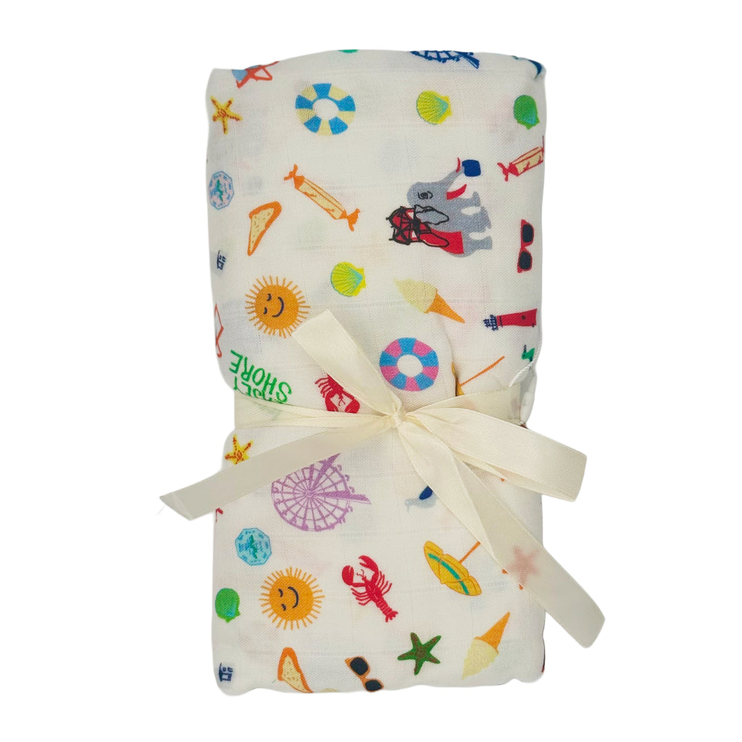Down the Shore Swaddle Blanket