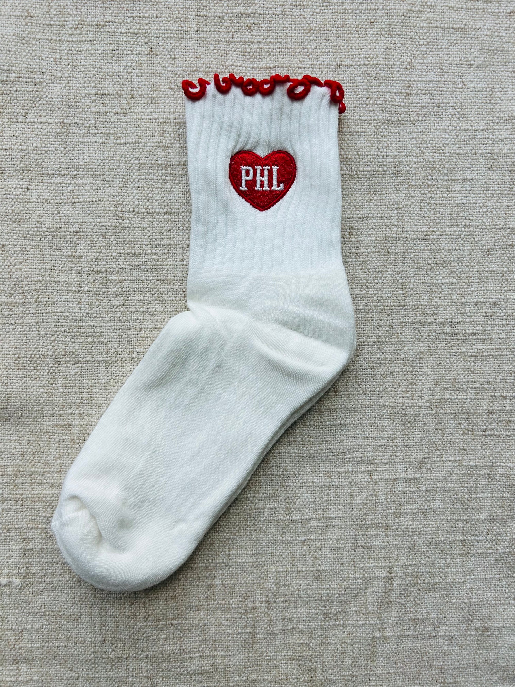 PHL Heart Ruffle Ankle Socks