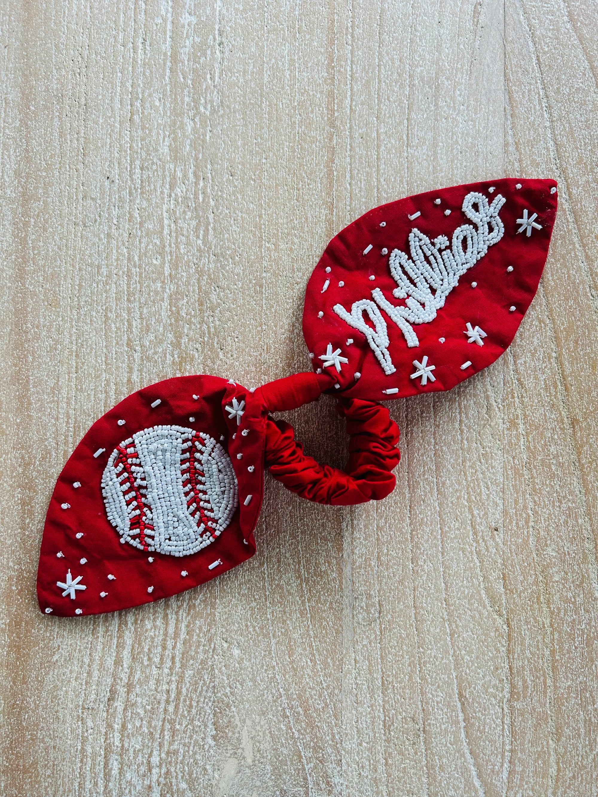 Phils Beaded Bow Scrunchie