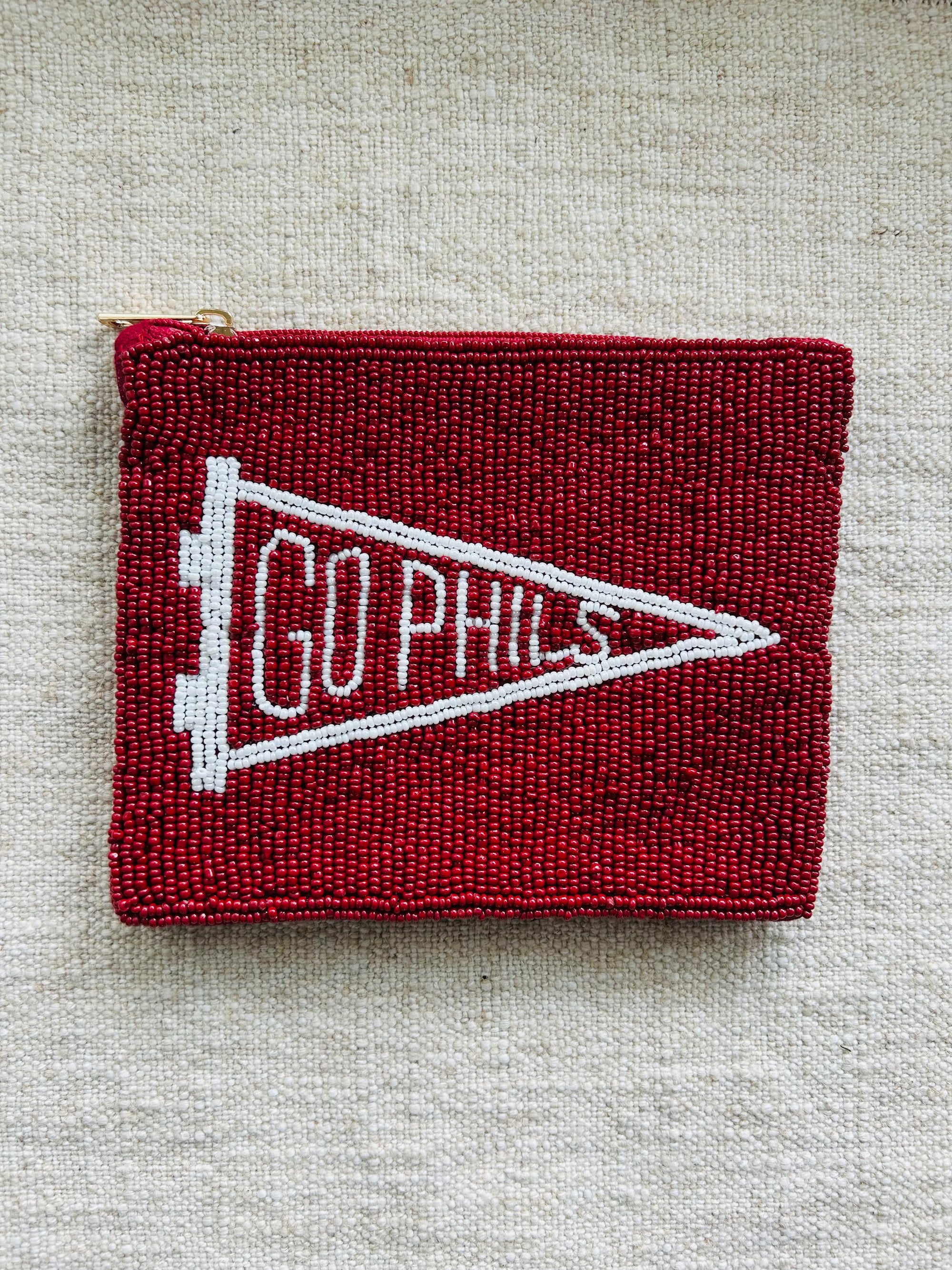Go Phils Pennant Beaded Pouch