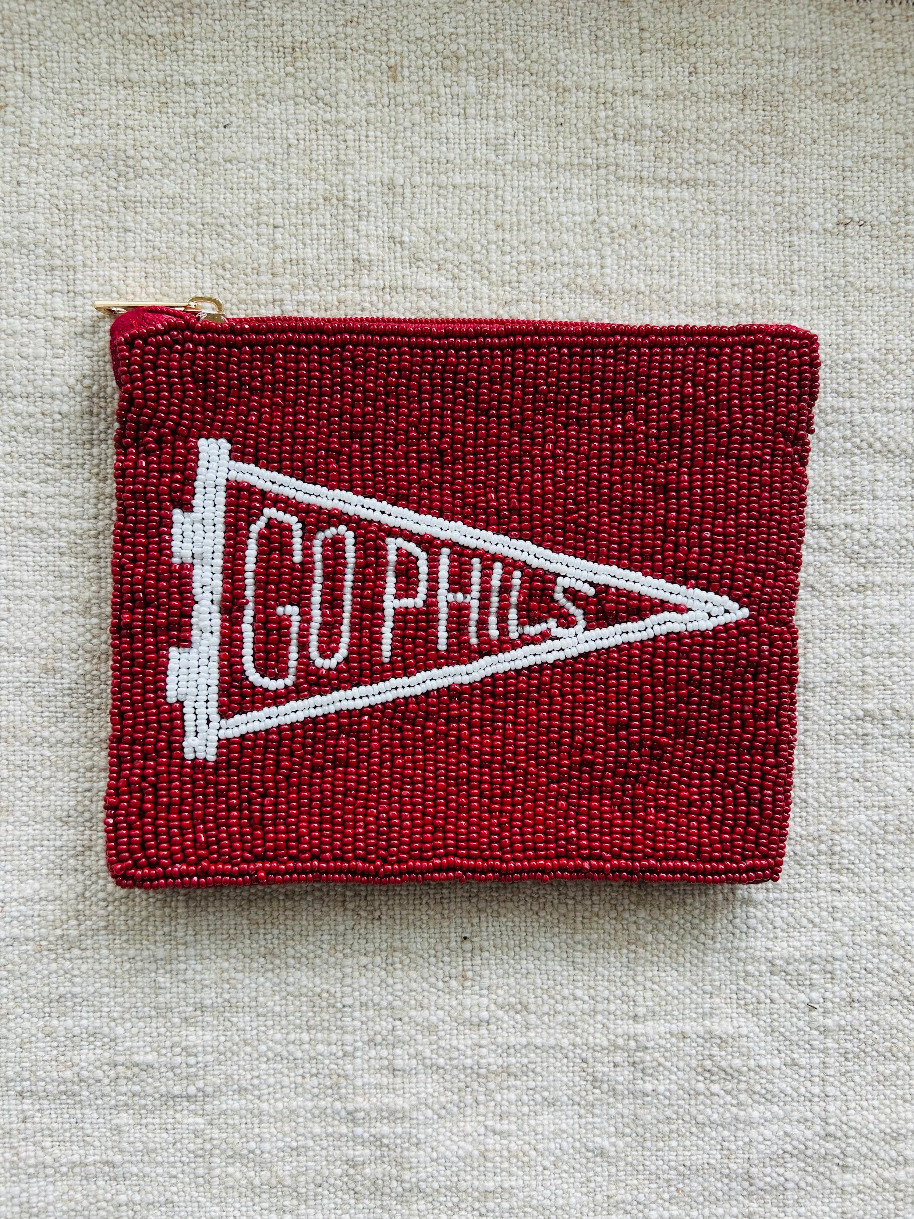 Go Phils Pennant Beaded Pouch