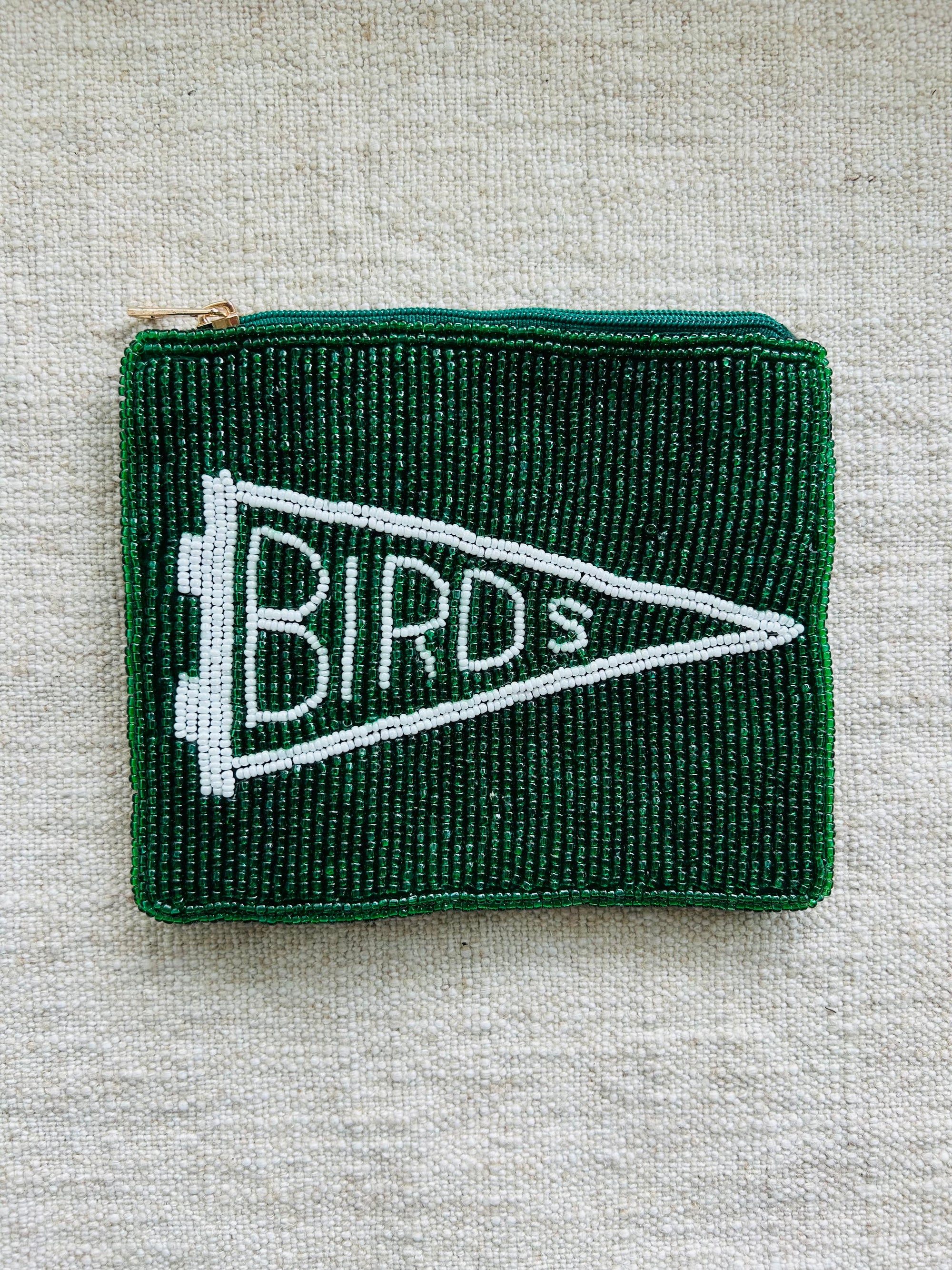 Birds Pennant Beaded Pouch