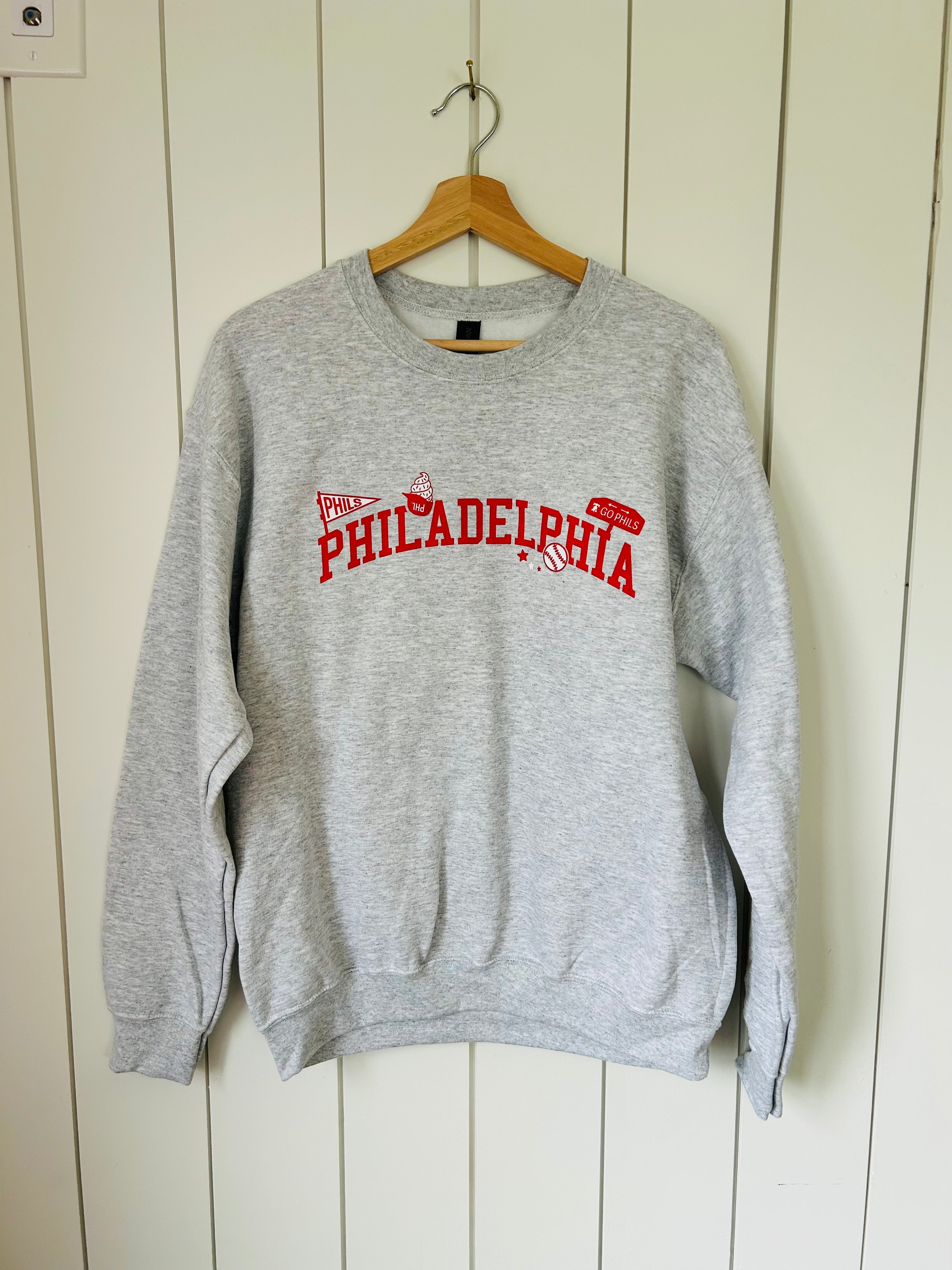 Philadelphia Baseball Icons Crewneck - Heather Gray
