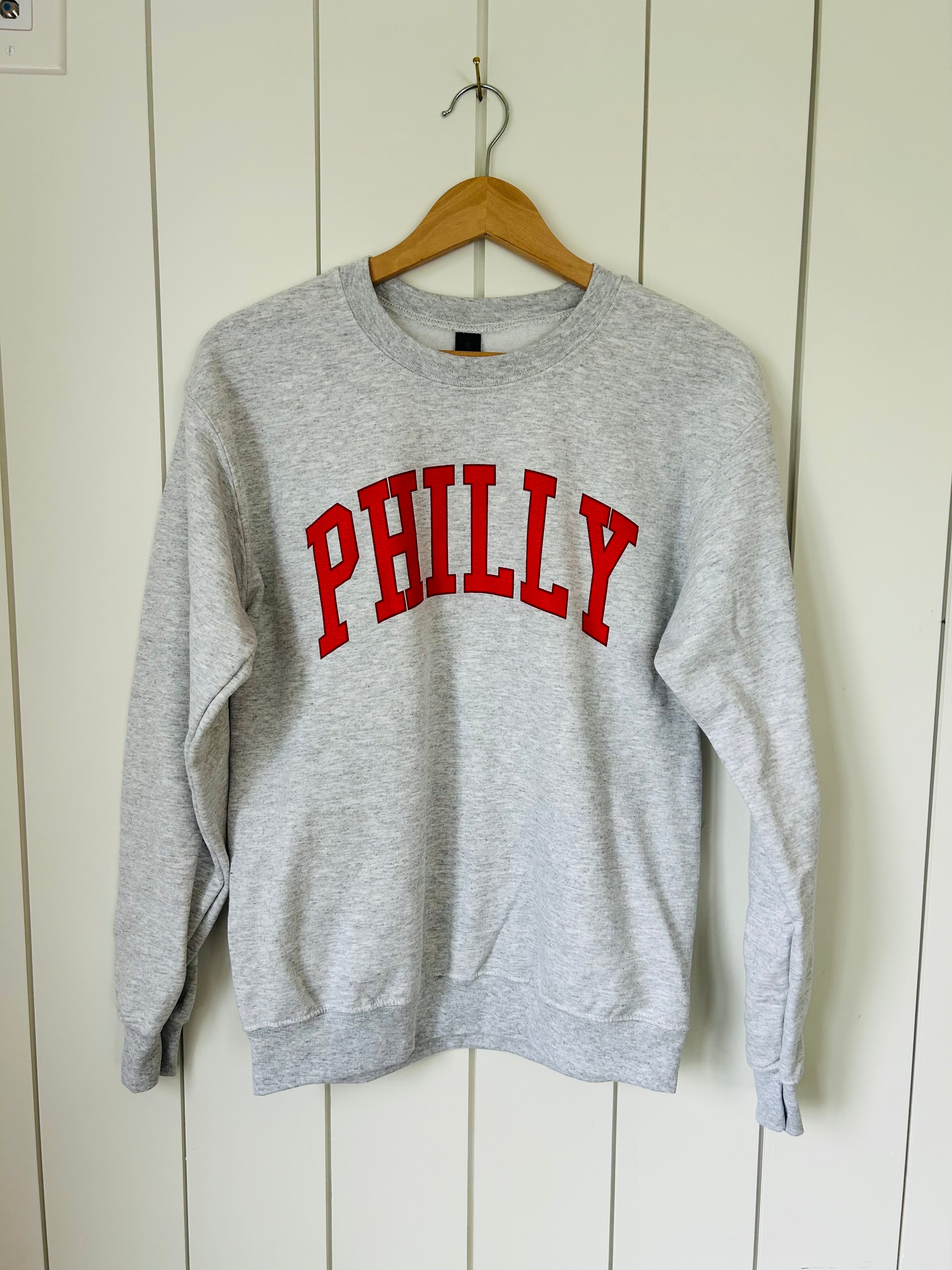 Philly Crewneck - Red on Heather Gray