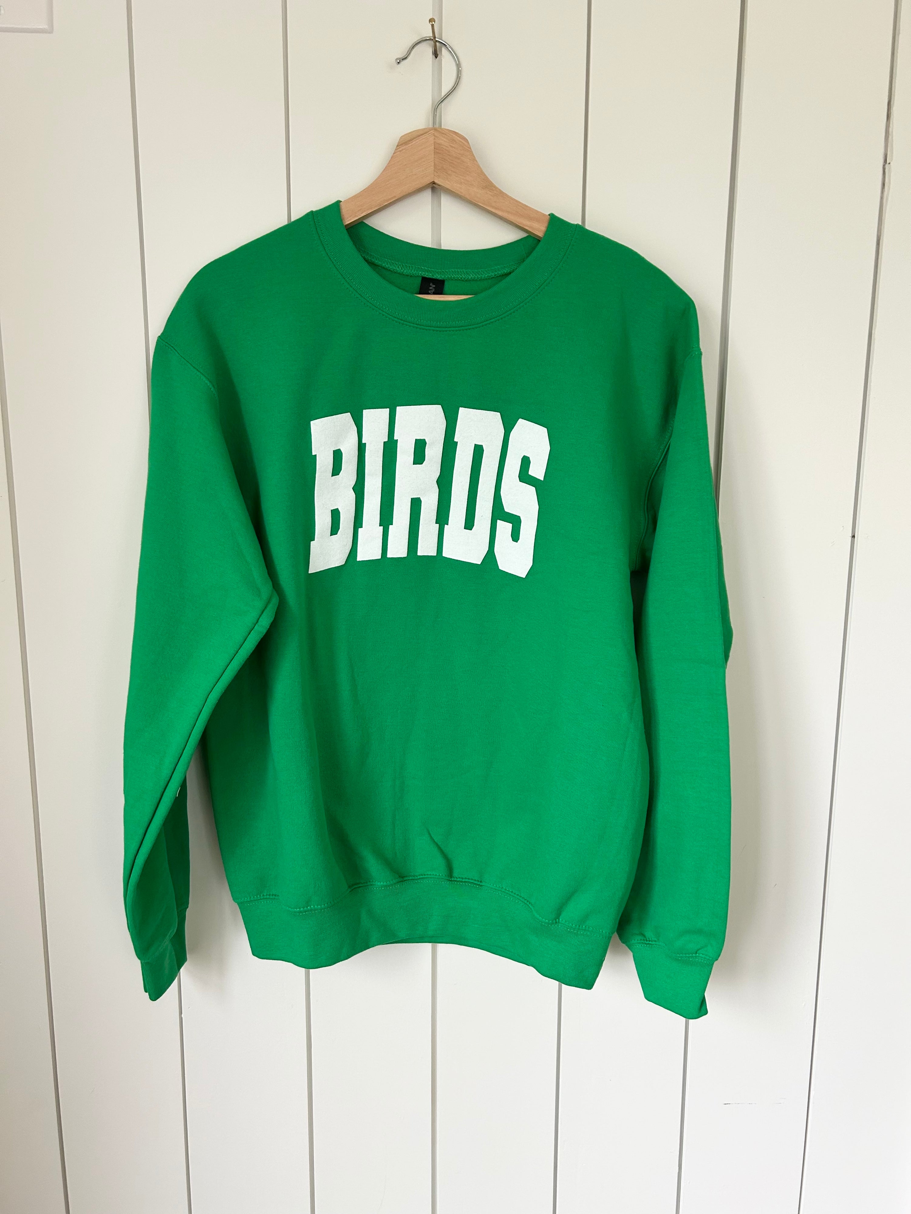 BIRDS Green Block Letter Crewneck