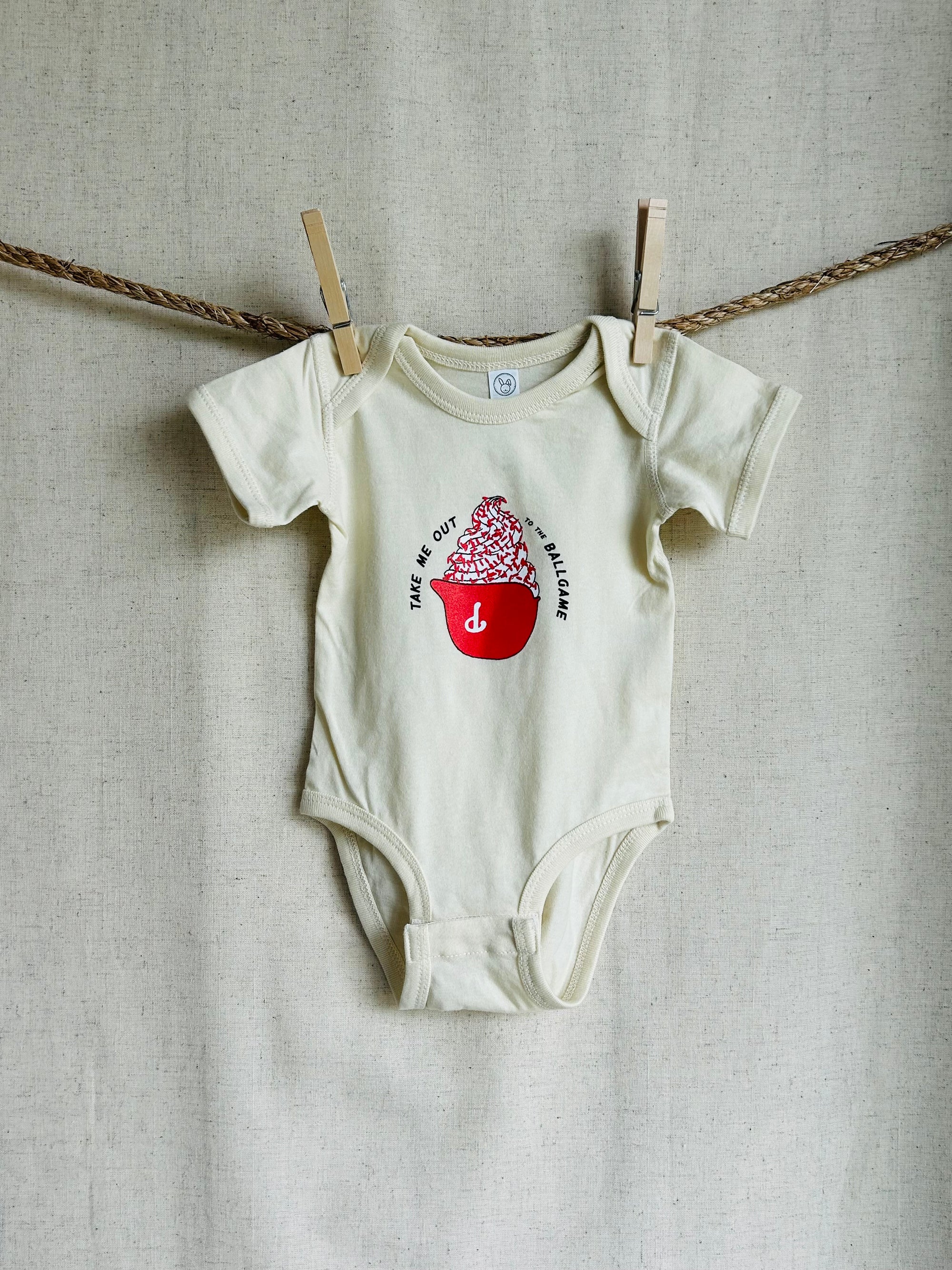 Ice Cream in Baseball Helmet Onesie