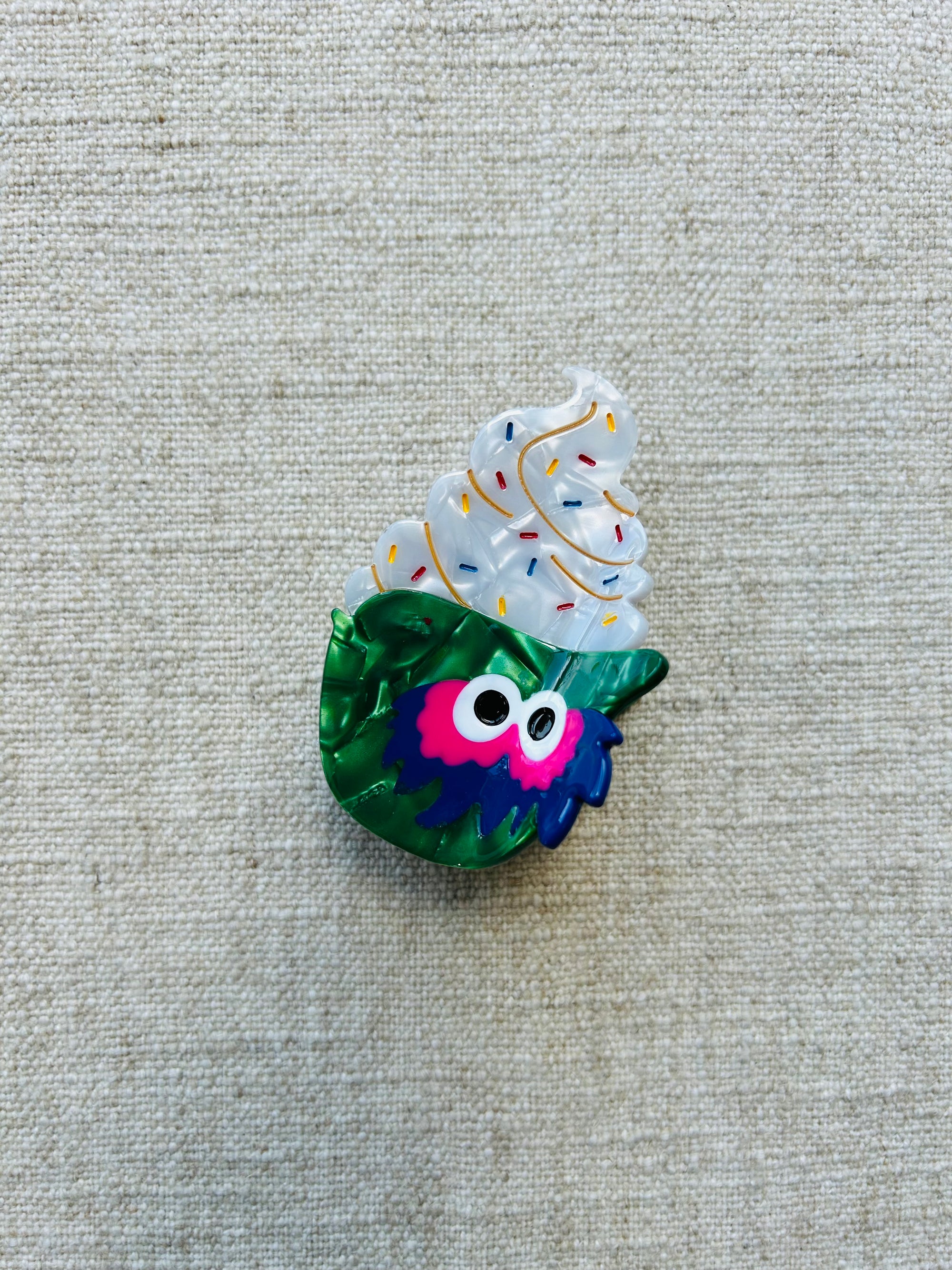 Ice Cream in Green Baseball Helmet Hair Clip