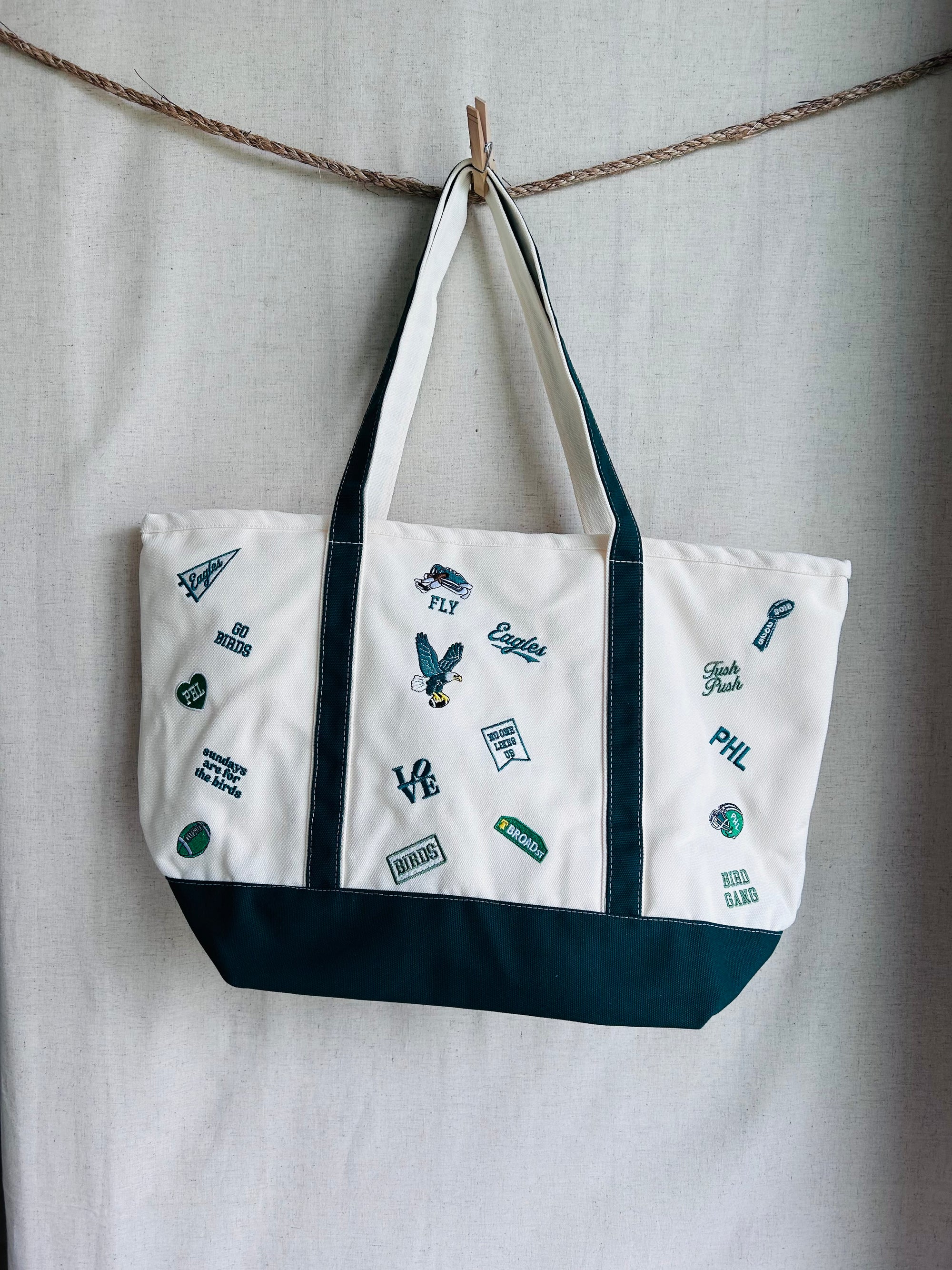 Birds Embroidered Tote
