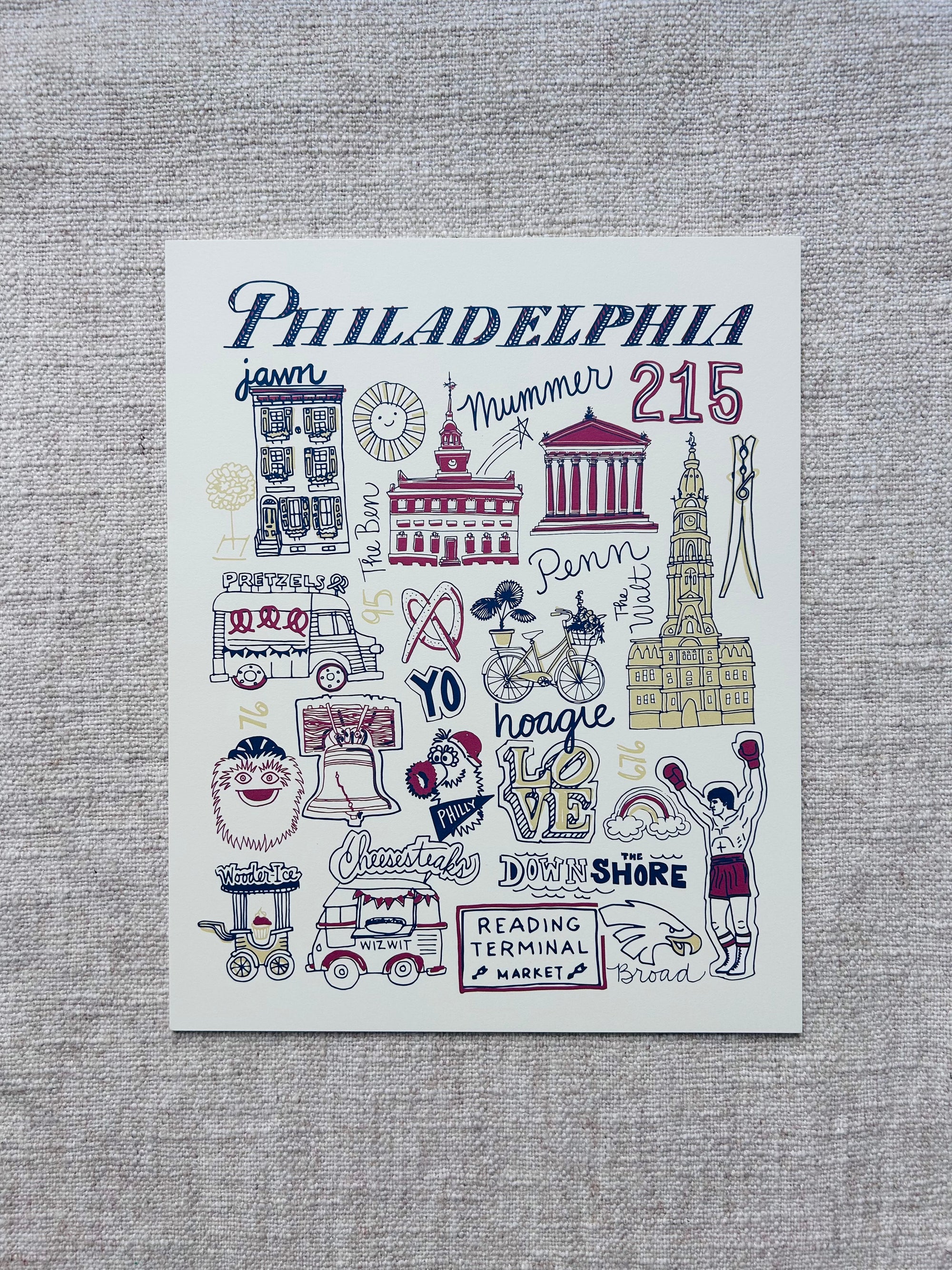 Philadelphia Icons Navy & Maroon Art Print