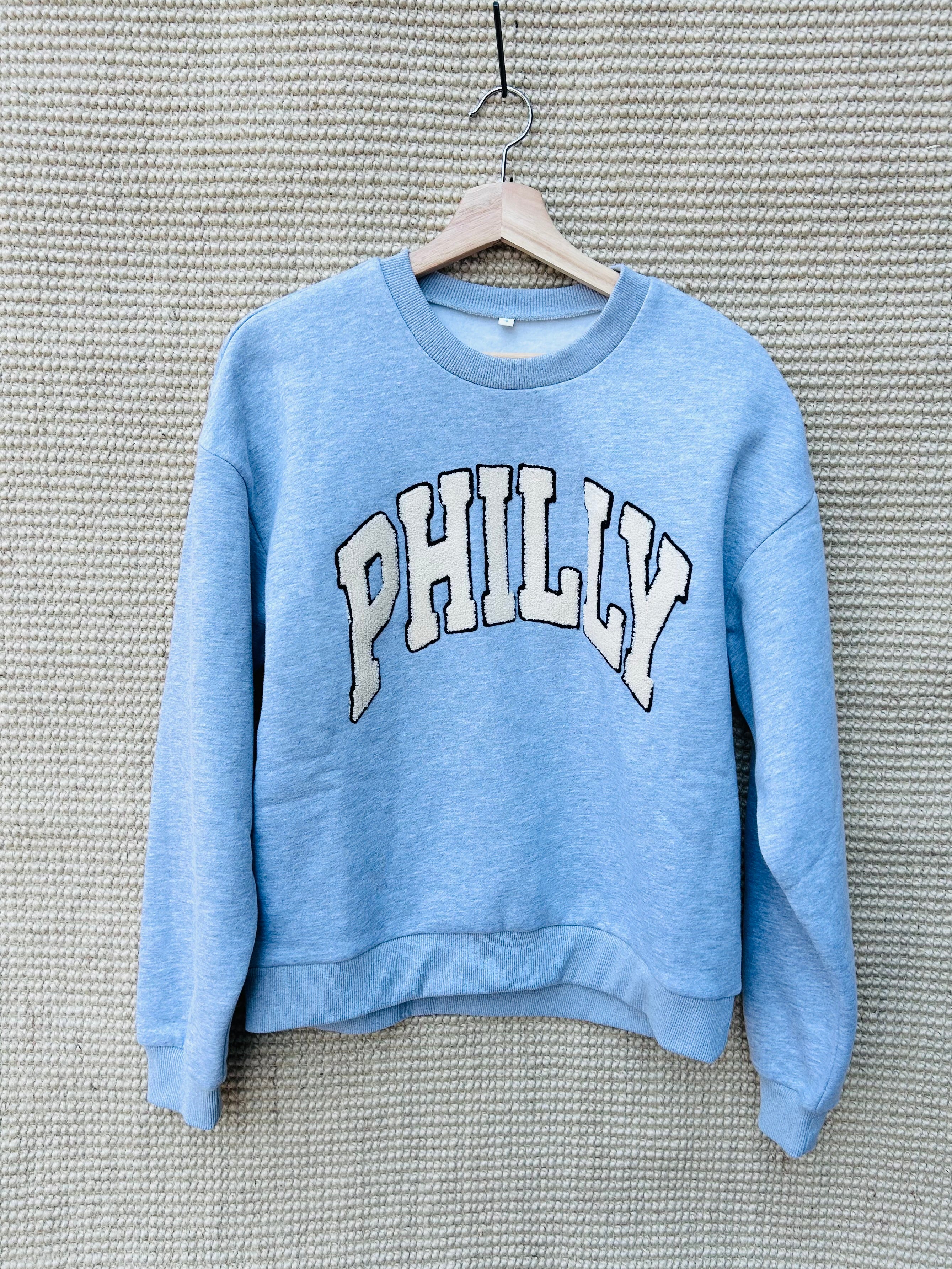Puffy Letter Philly Gray Crewneck