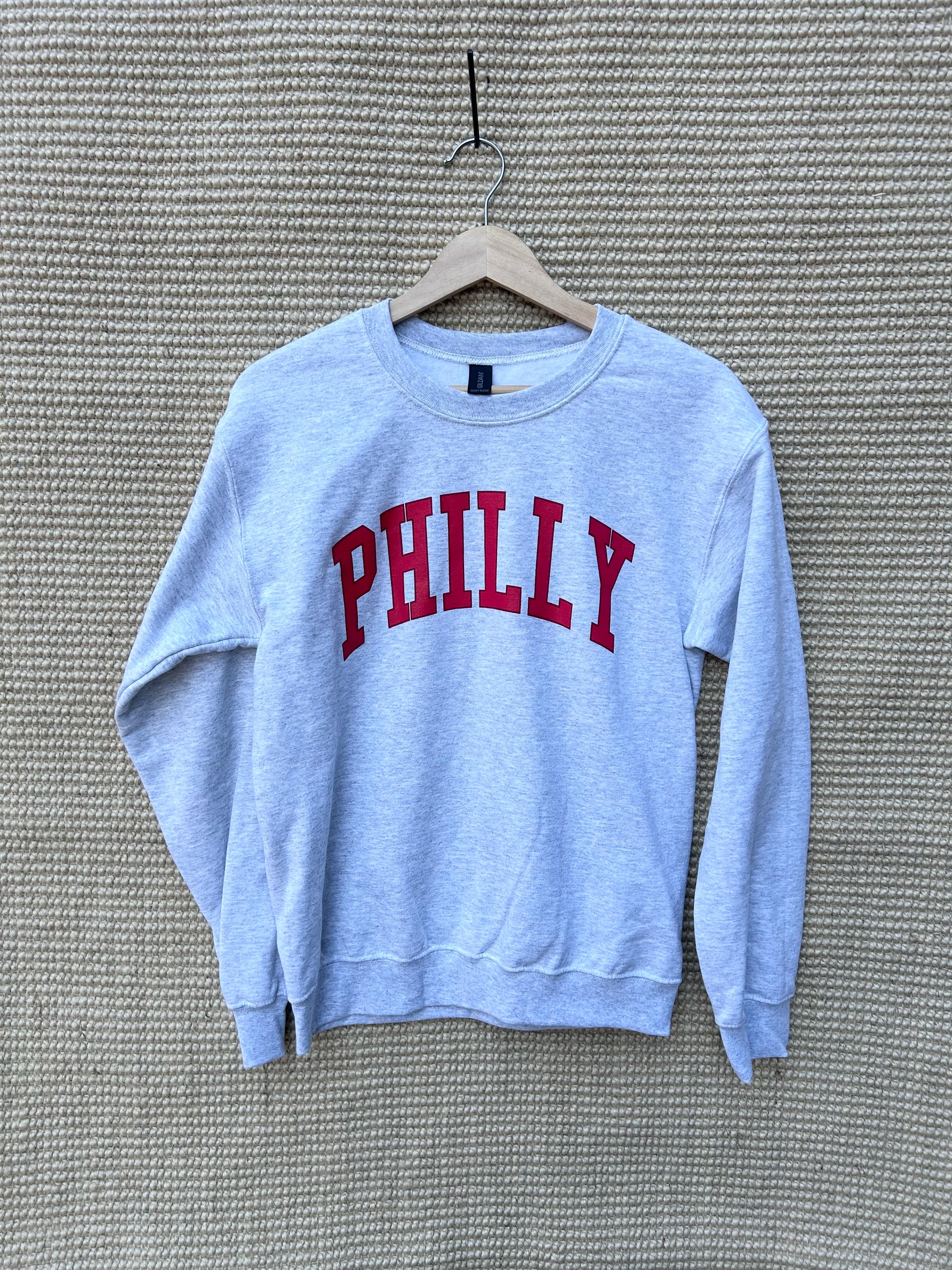 Philly Red on Heather Gray Crewneck