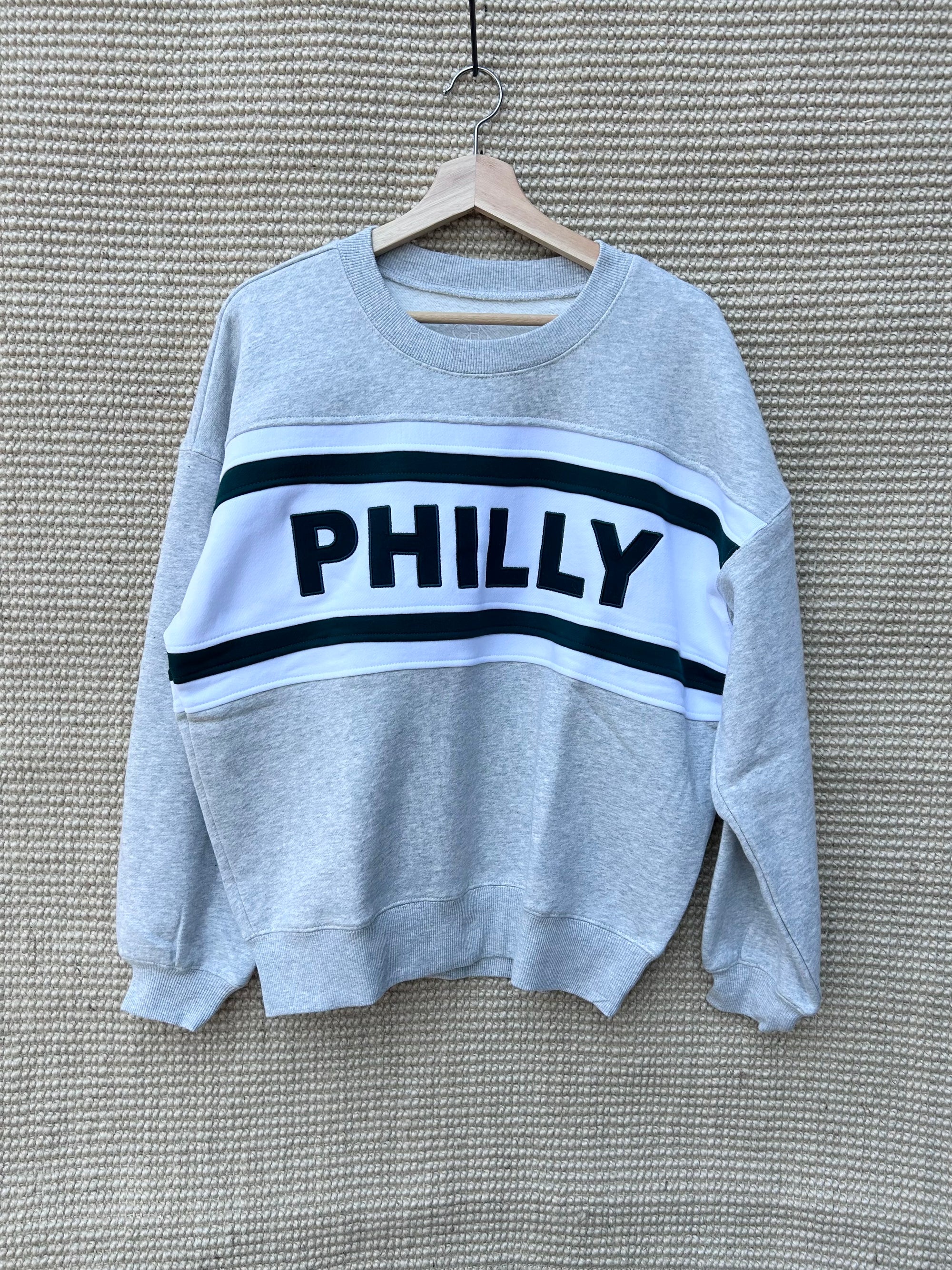 Philly Gray with White Stripe Crewneck
