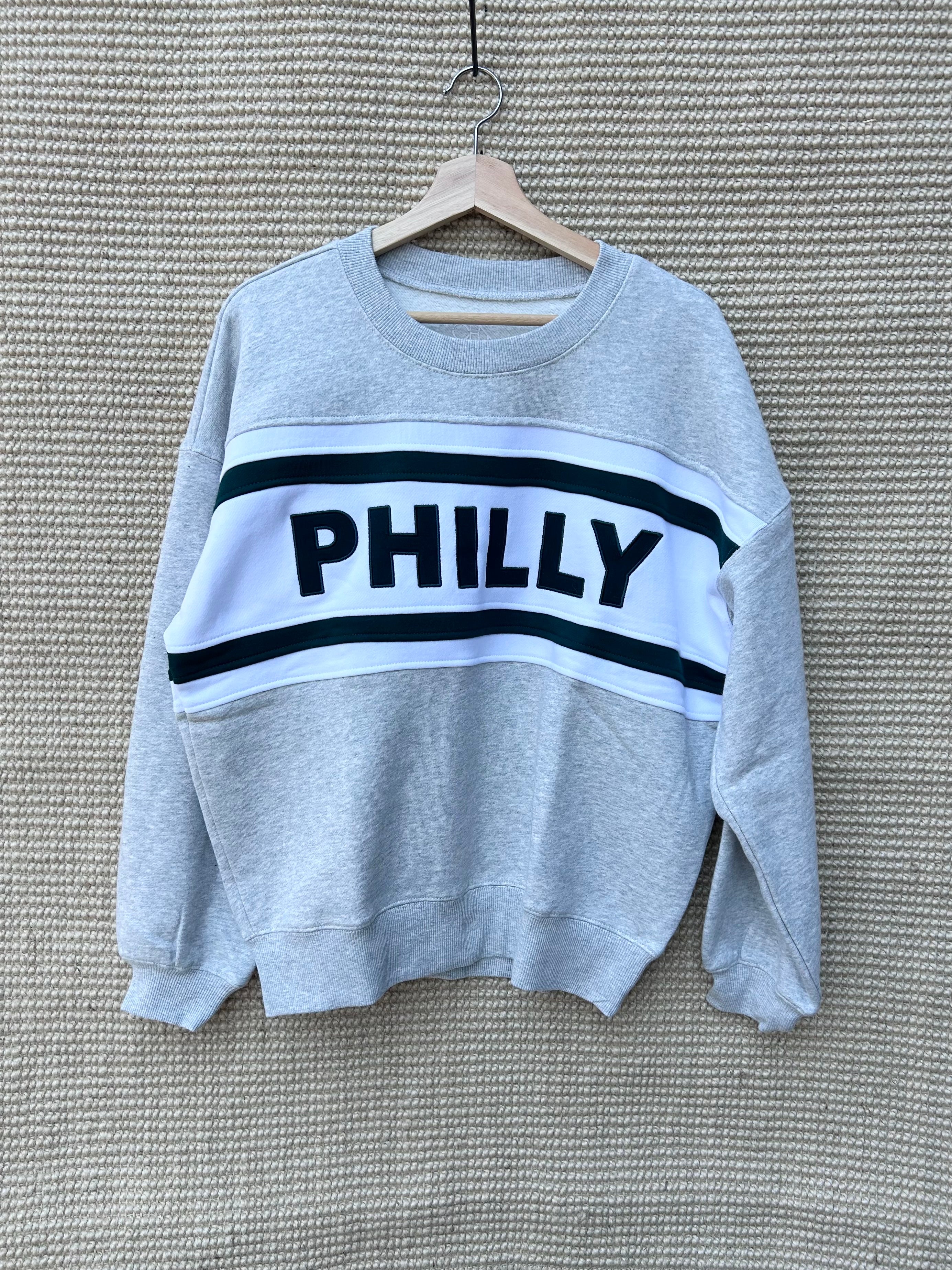 Philly Gray with White Stripe Crewneck