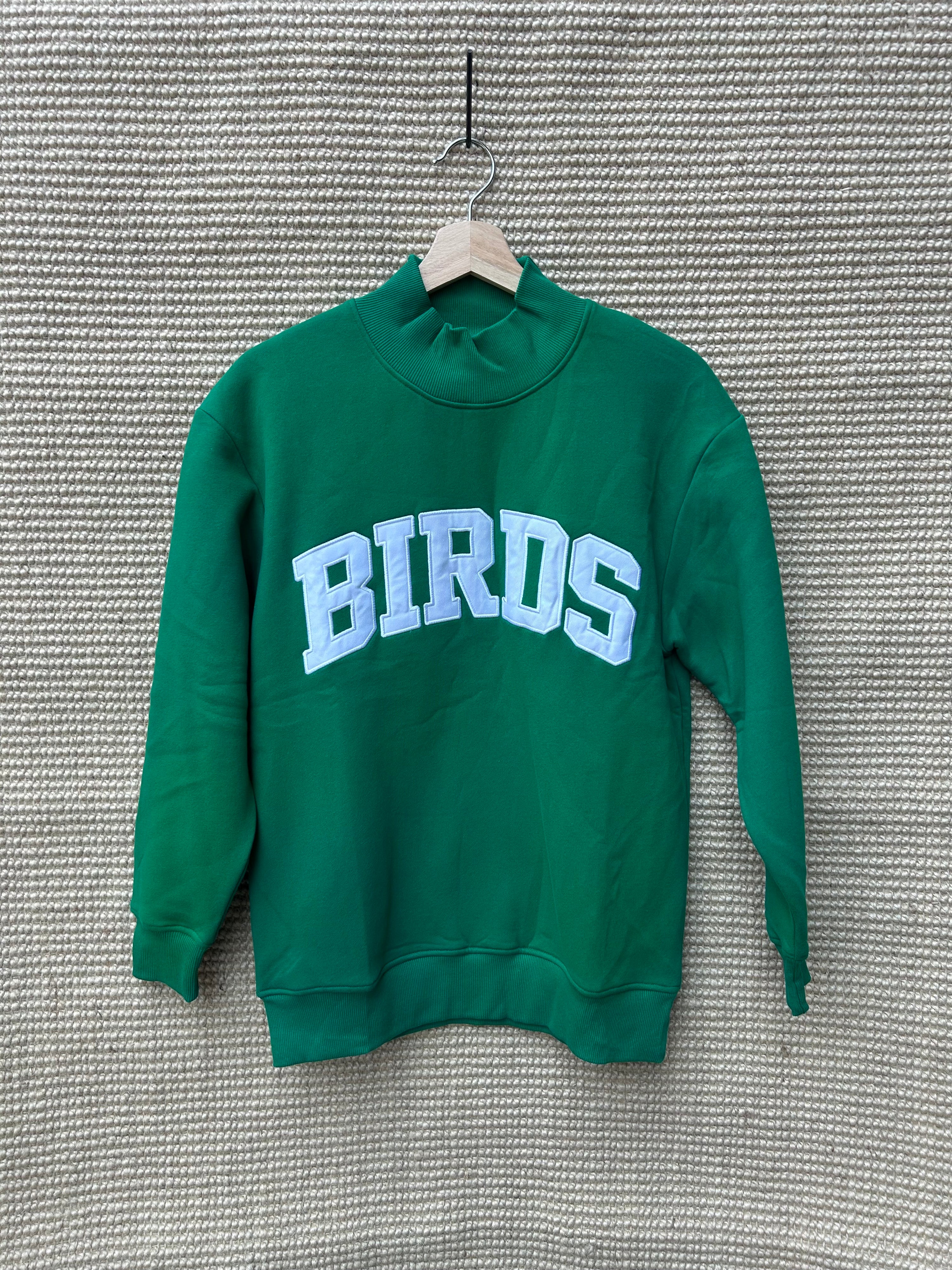 Birds Kelly Green Mockneck