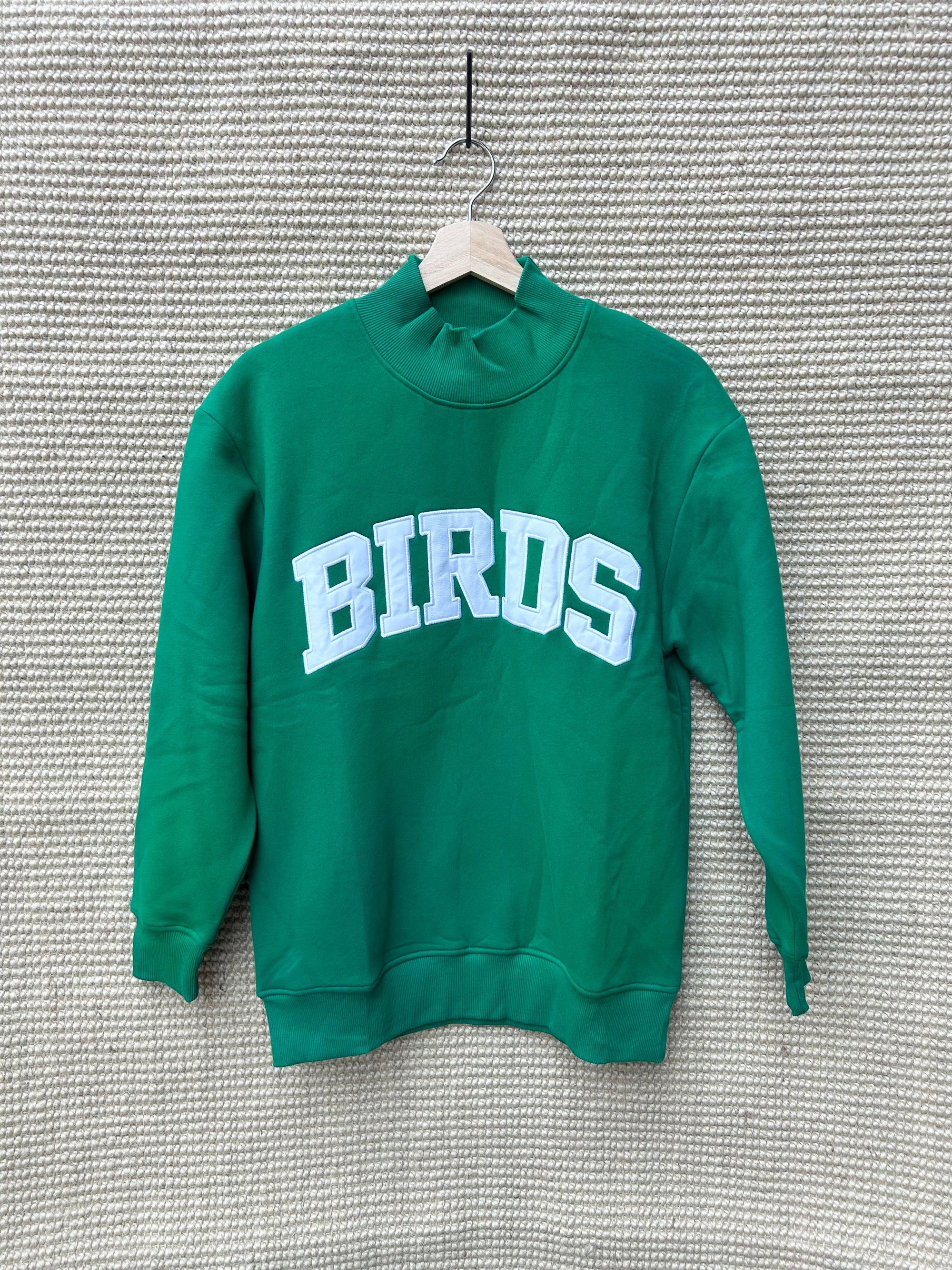 Birds Kelly Green Mockneck