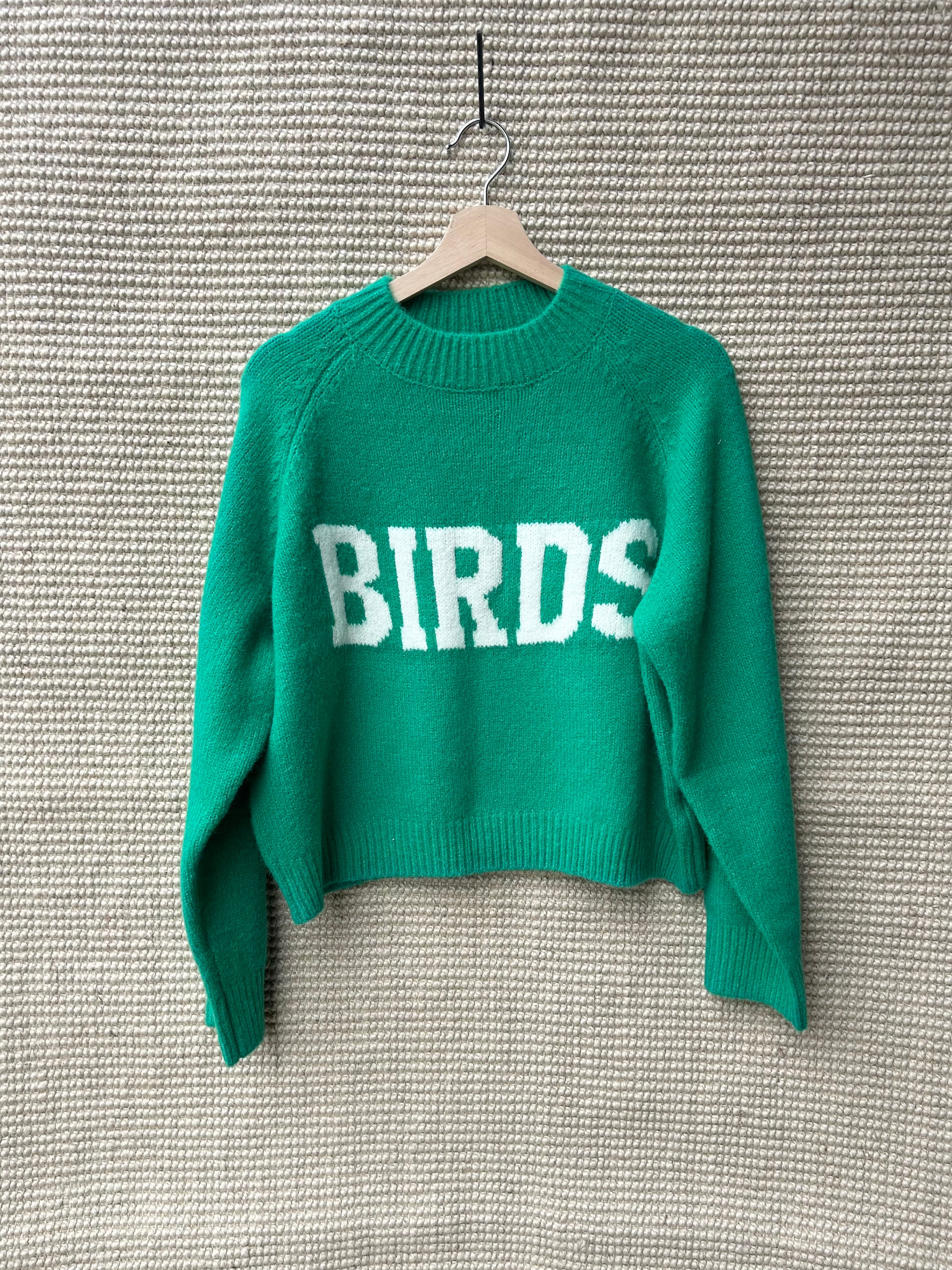 Birds Knit Cropped Sweater