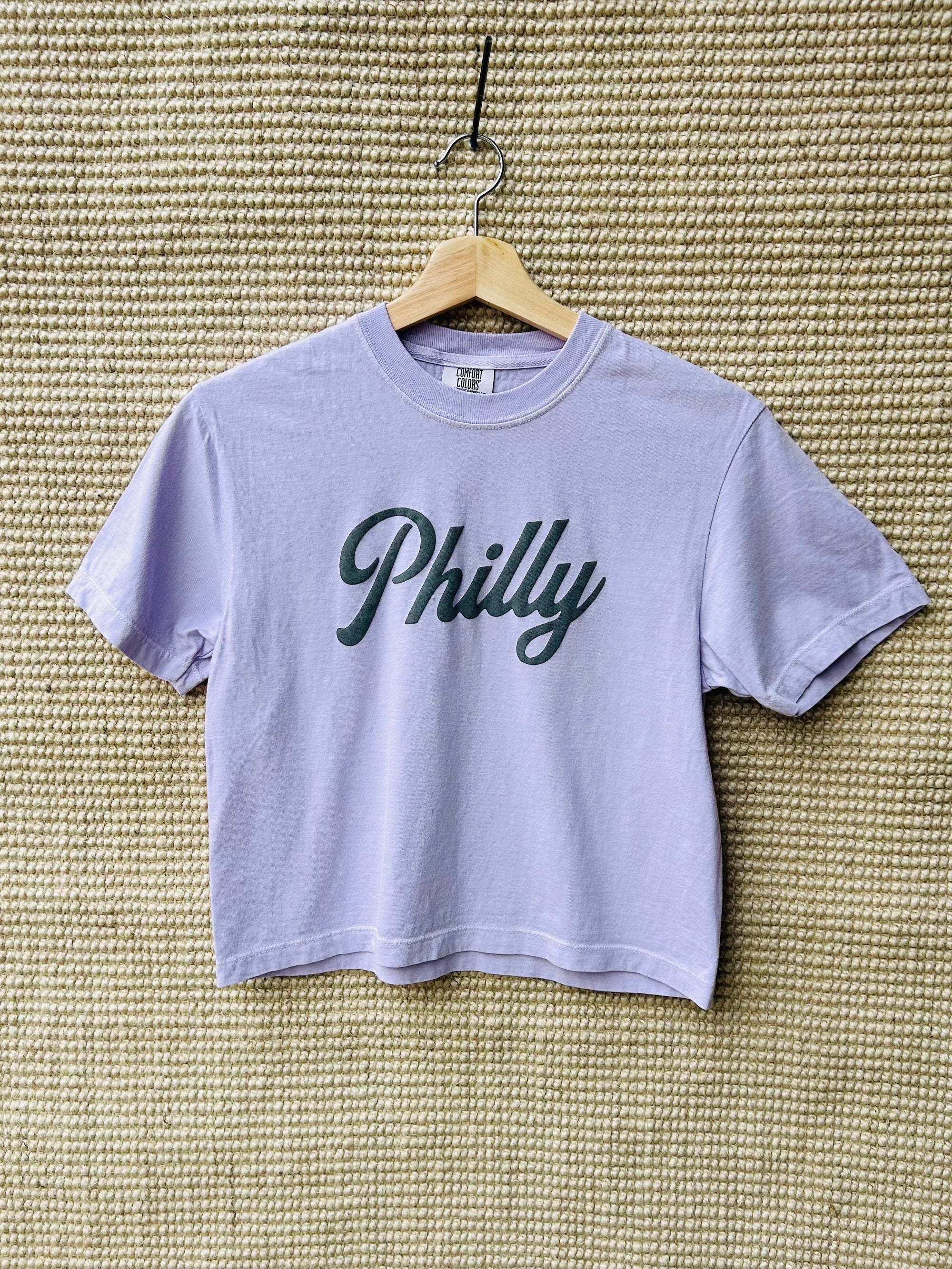 Philly Script Lavender Cropped Tee