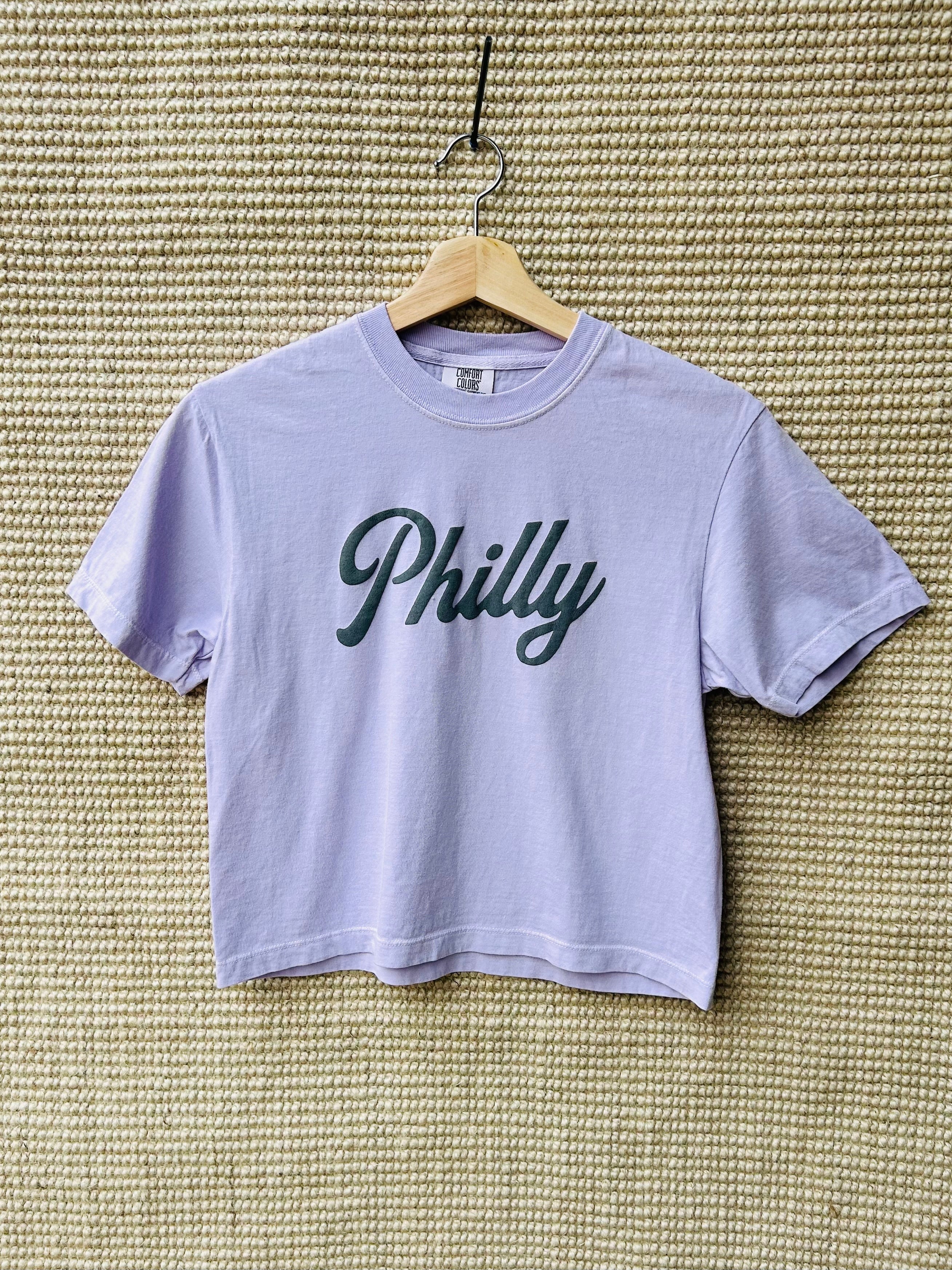 Philly Script Lavender Cropped Tee