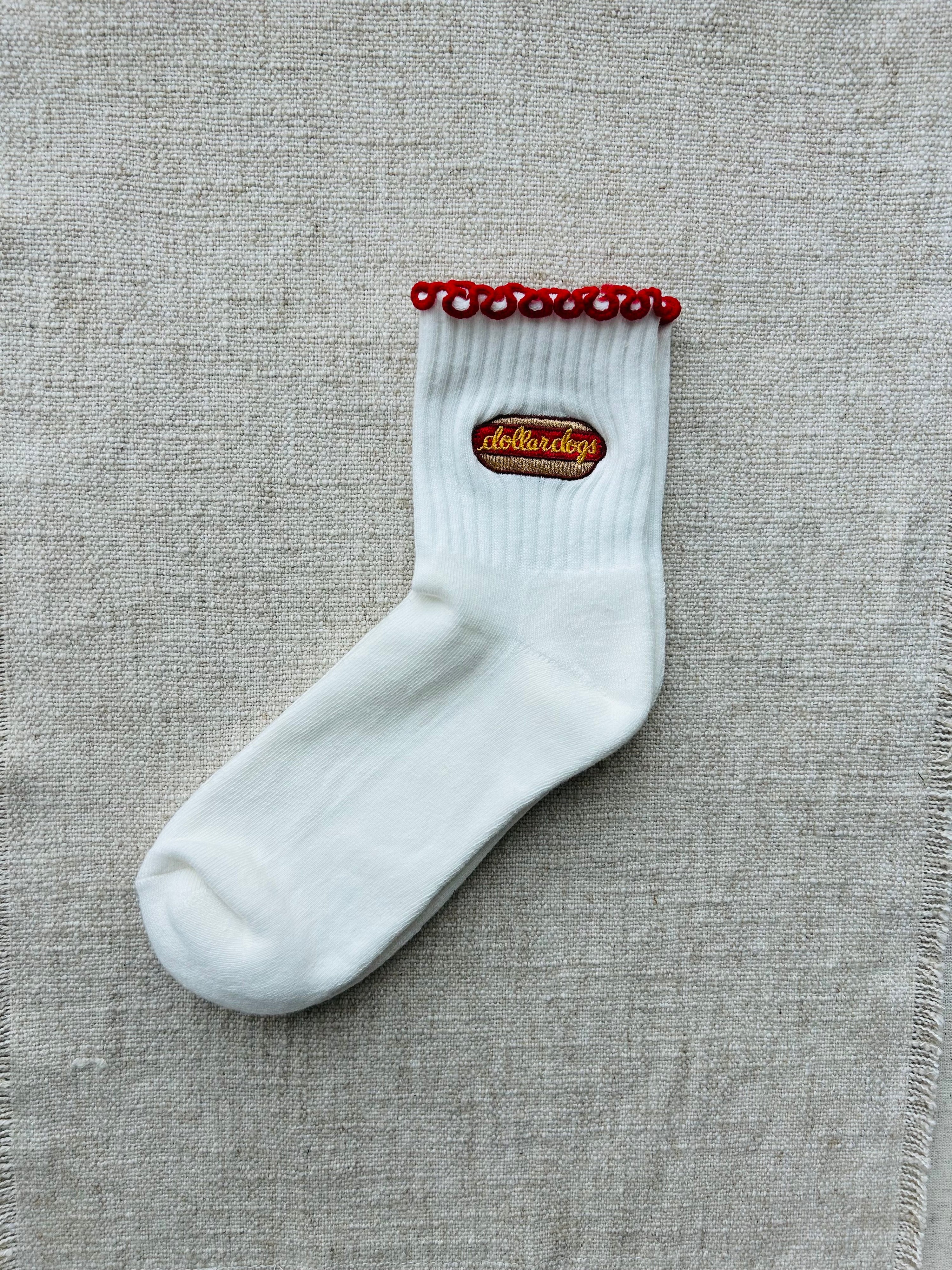 Dollar Dogs Ruffle Ankle Socks