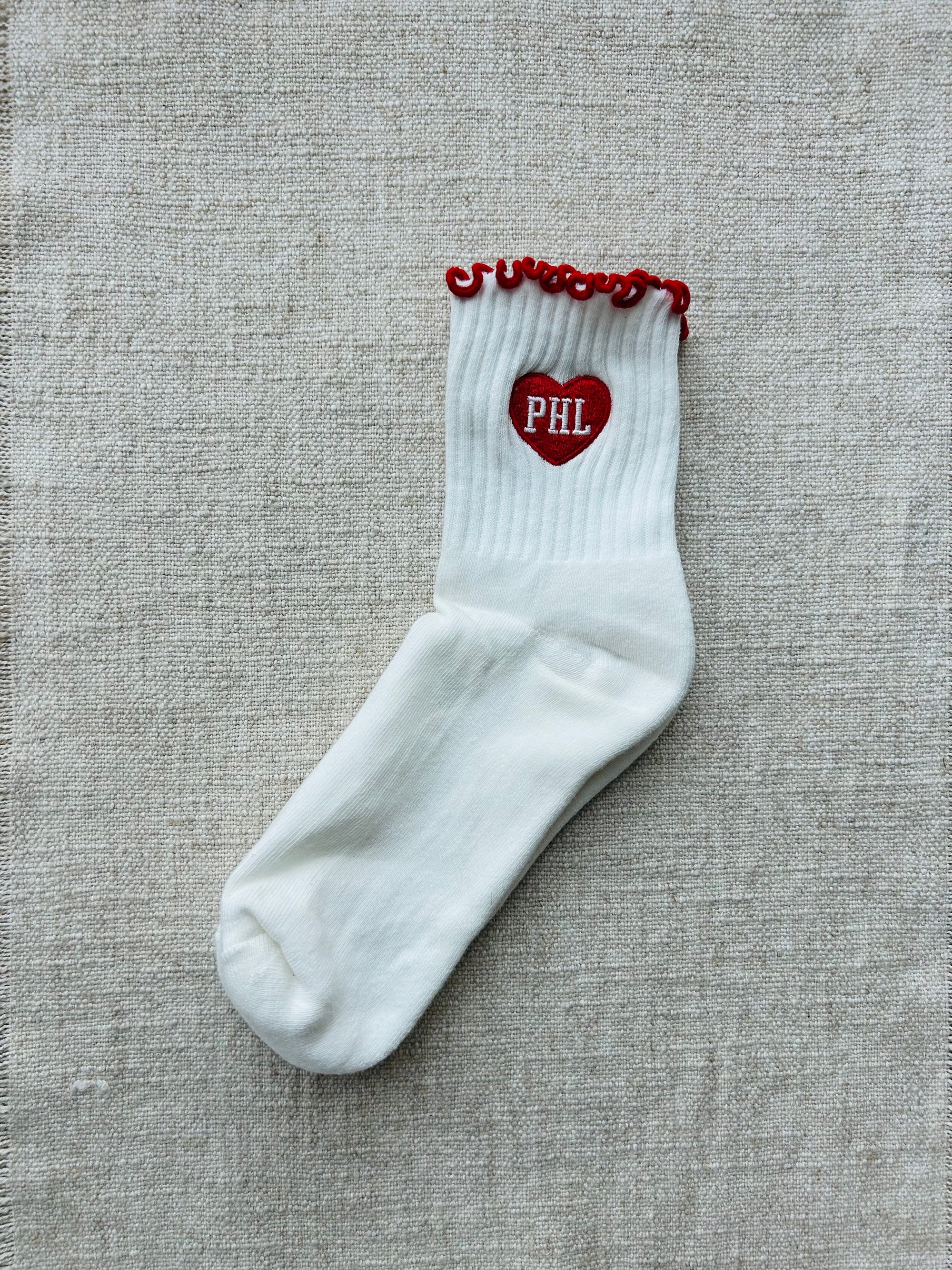PHL Heart Ruffle Ankle Socks