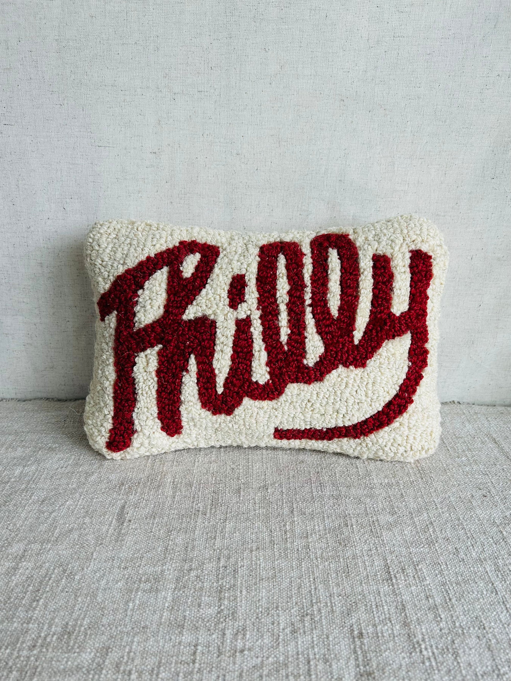 Philly Red Script Hook Pillow