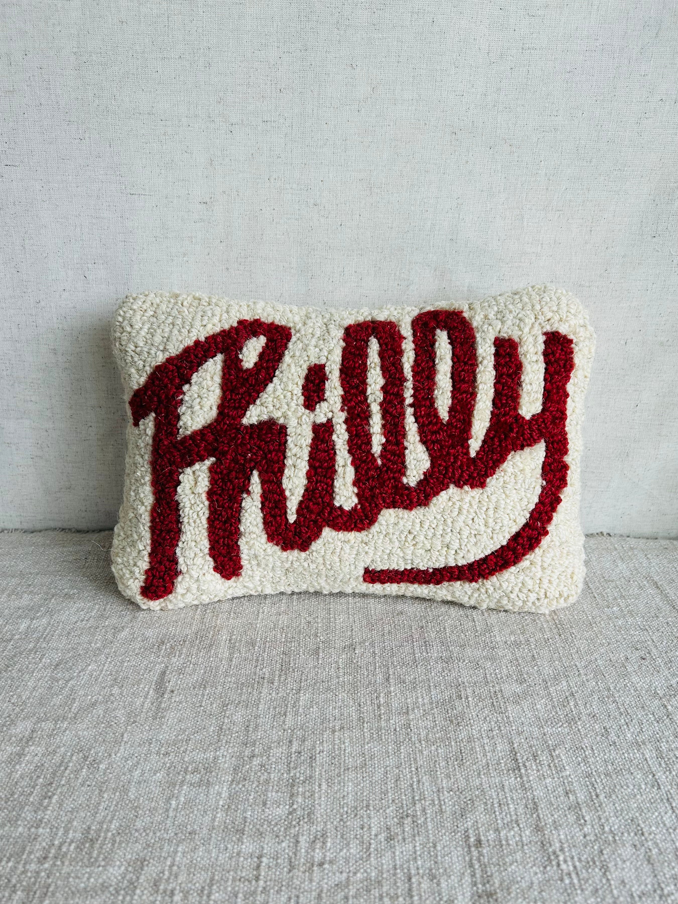 Philly Red Script Hook Pillow