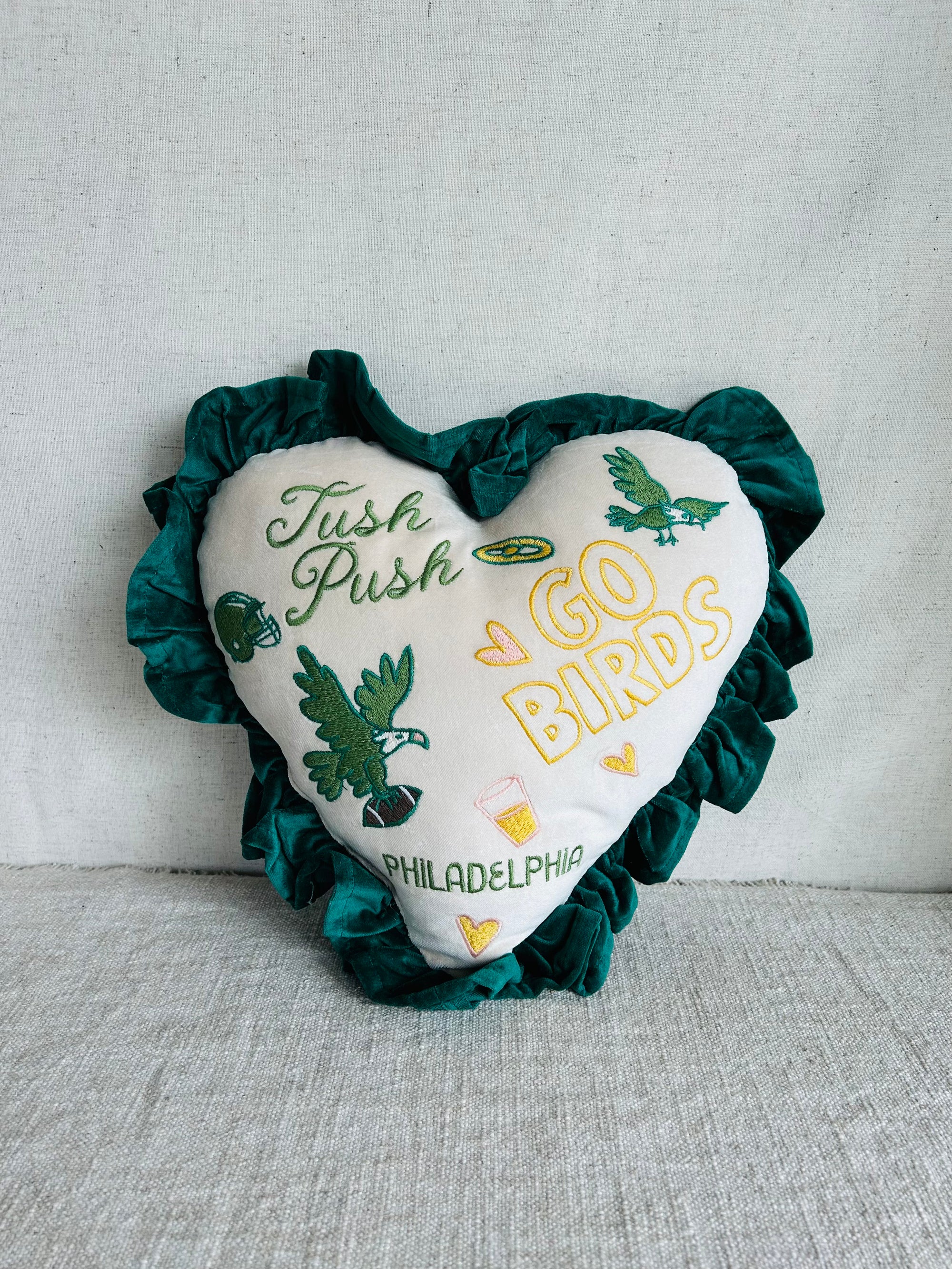 Birds Icons Ruffle Pillow