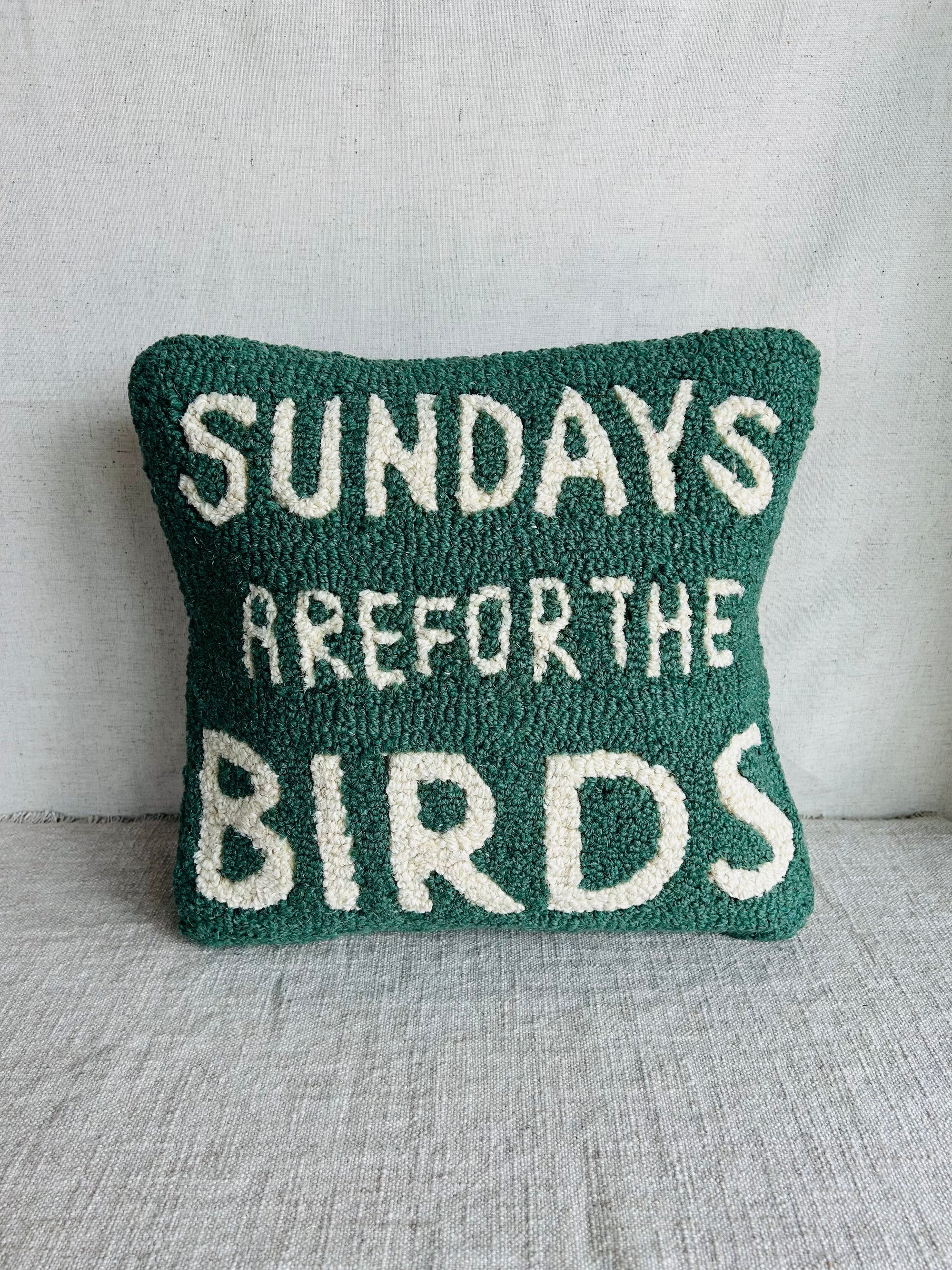 Sundays Are For The Birds Hooked Pillow