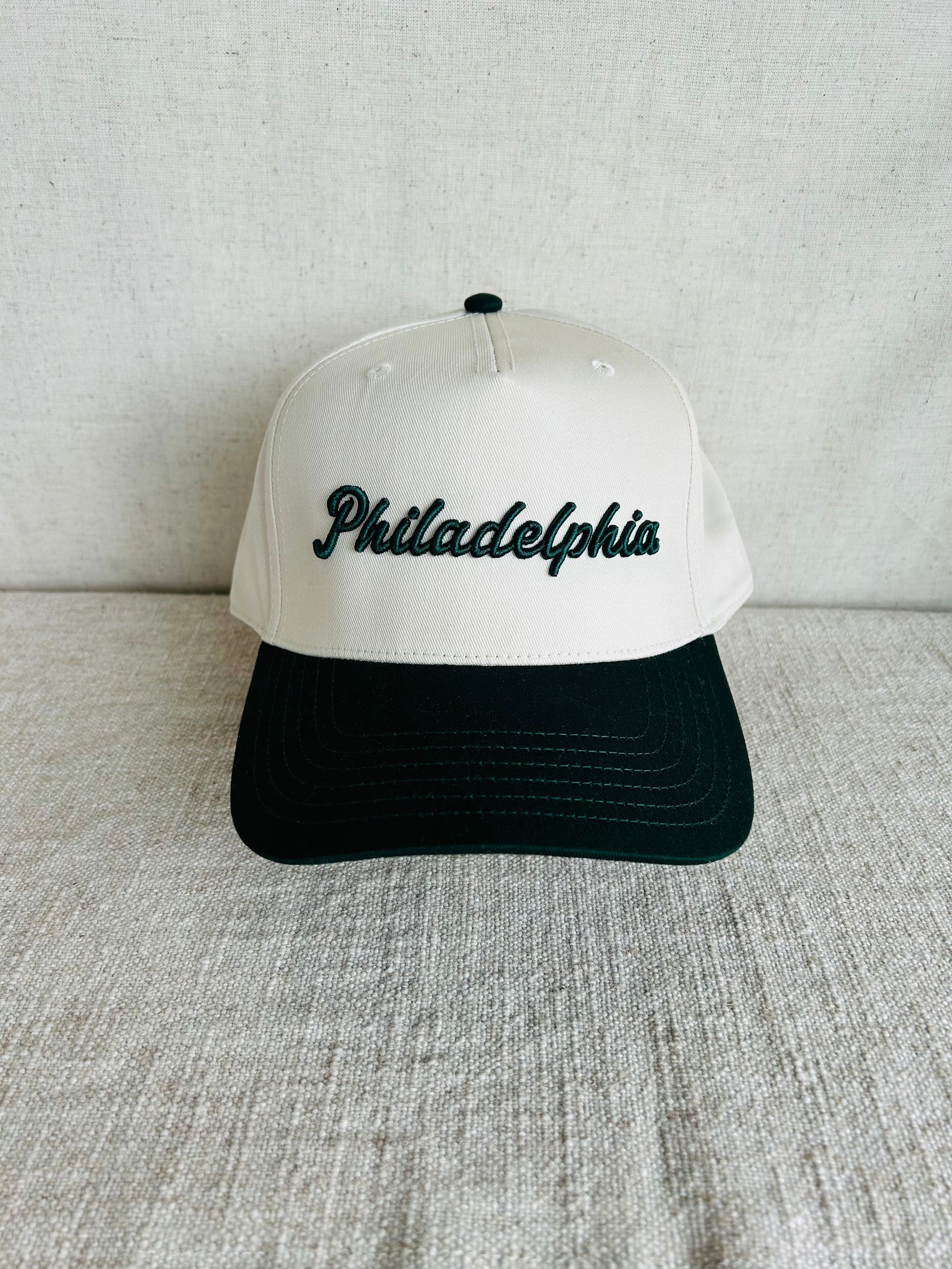 Philadelphia Snapback Hat - Natural w Green