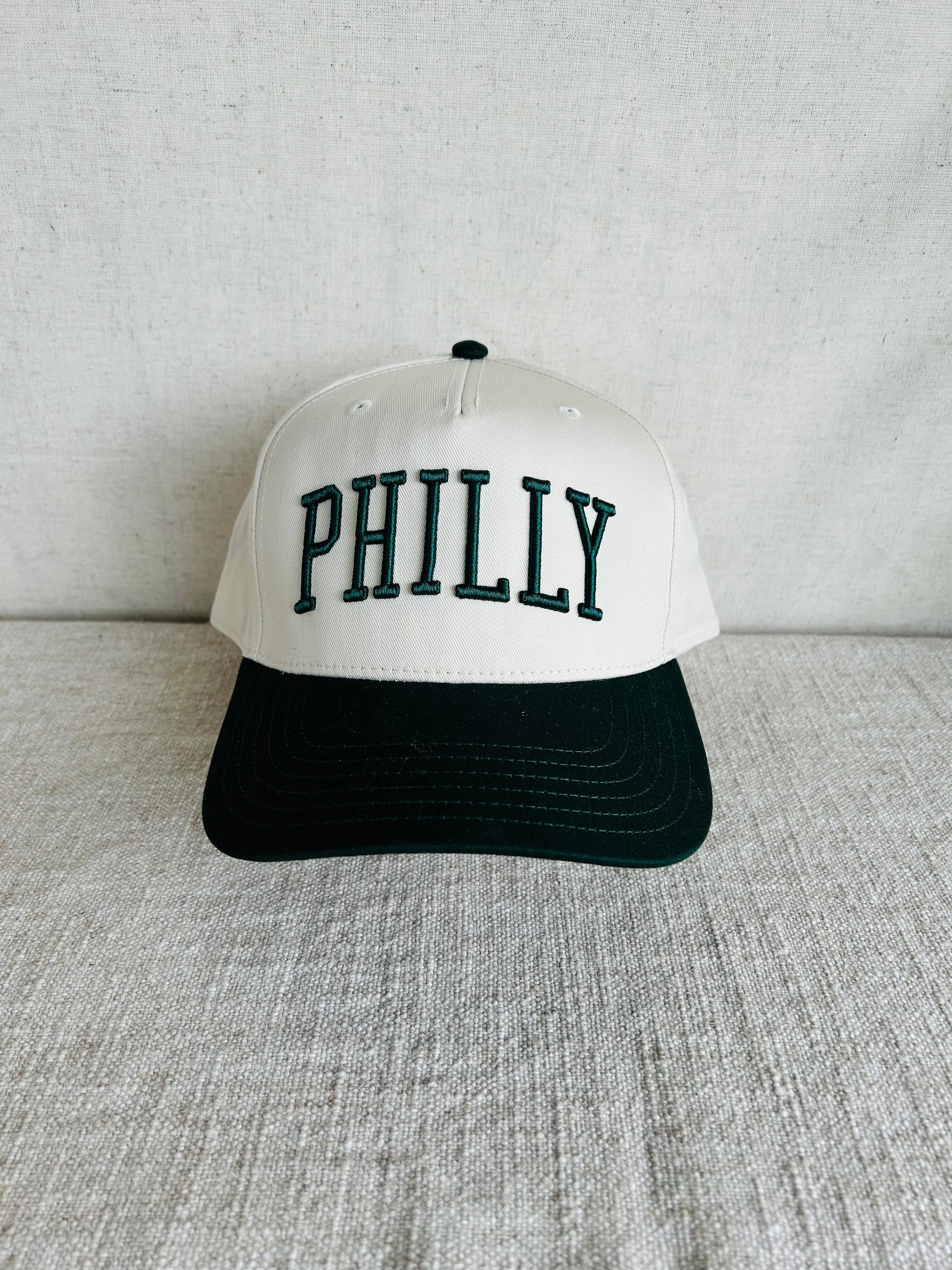 Philly Arched Snapback Hat - Natural w Green
