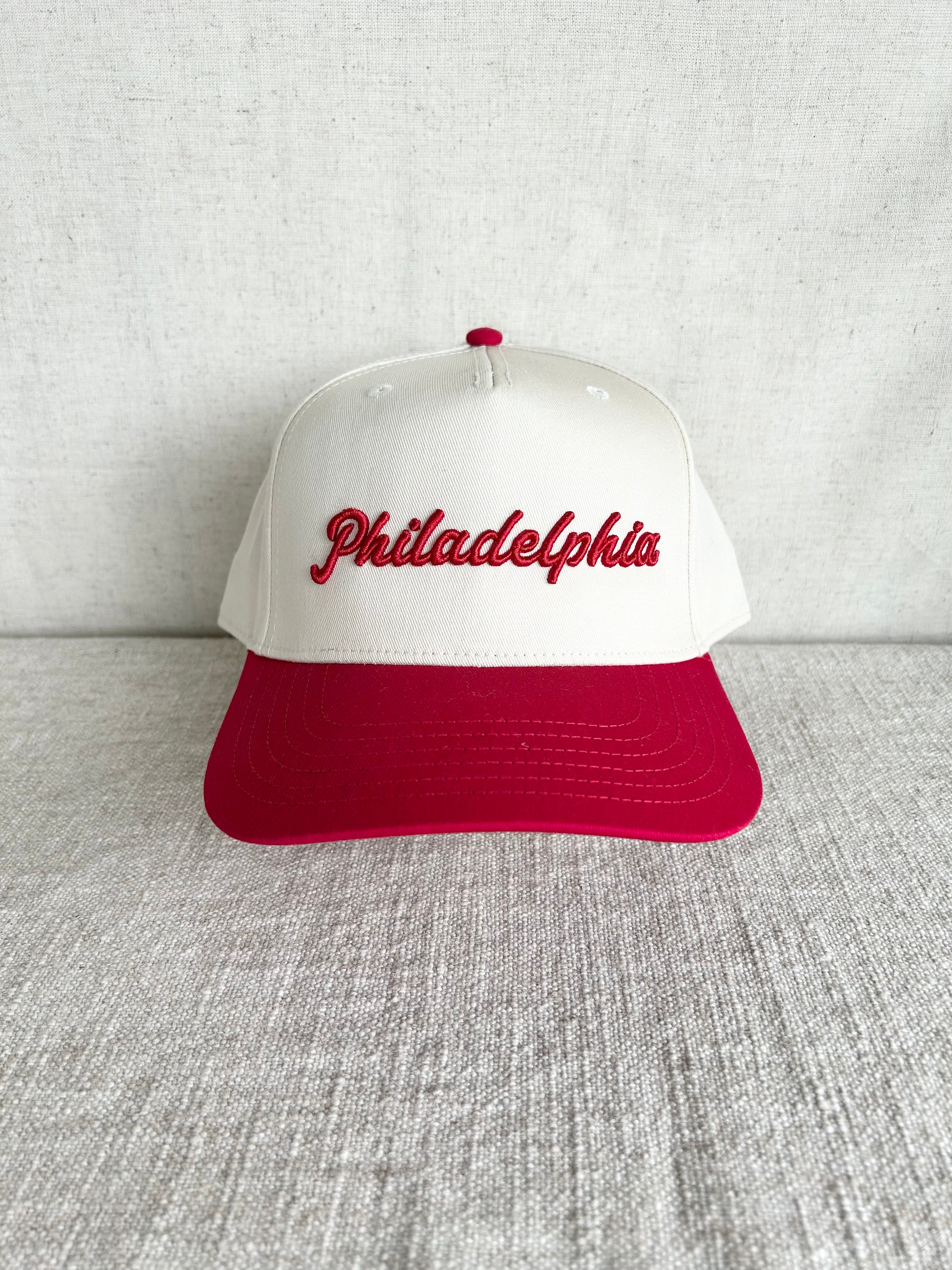Philadelphia Snapback Hat - Natural w Red
