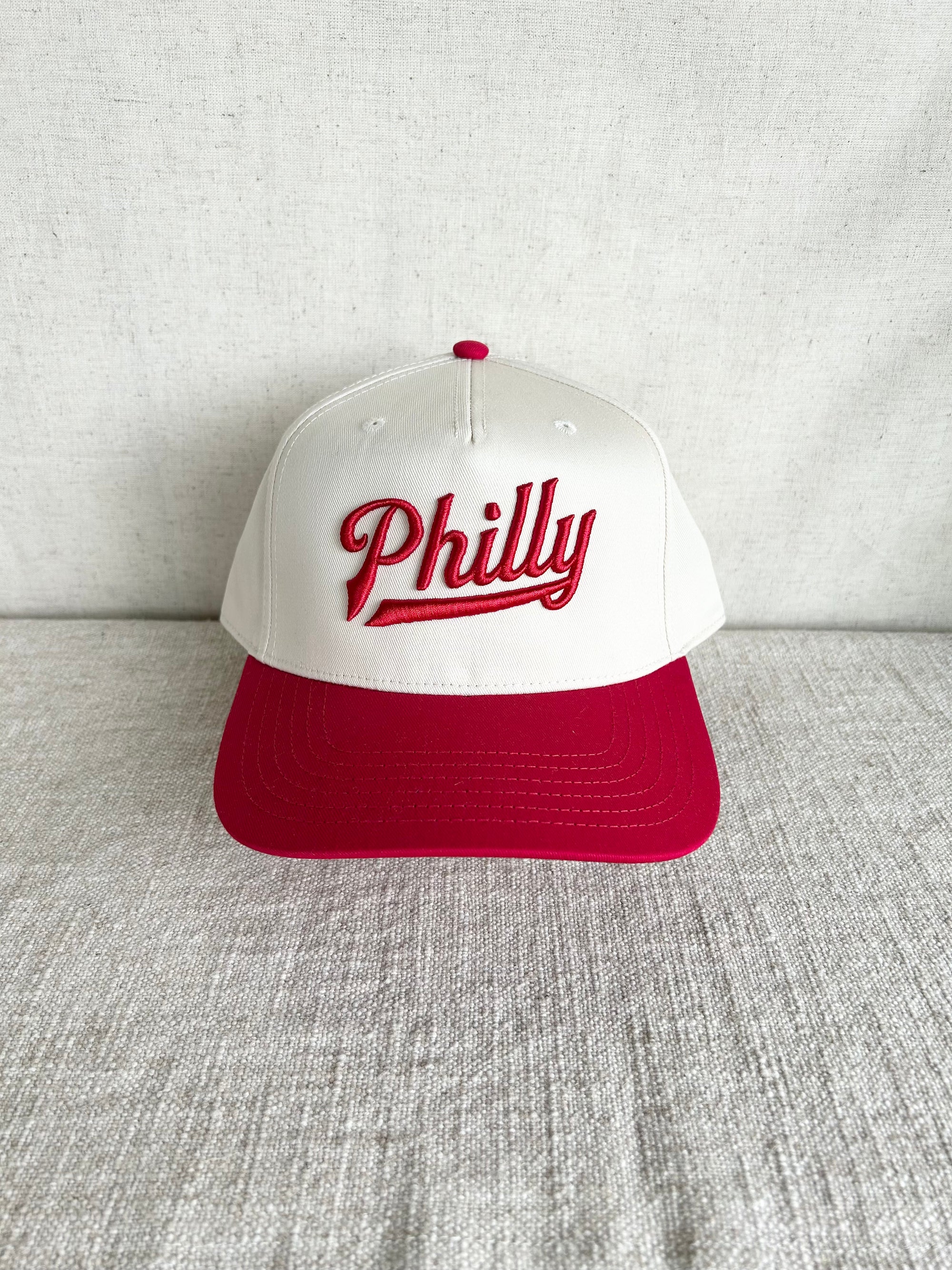 Philly Underscore Snapback Hat - Natural w Red