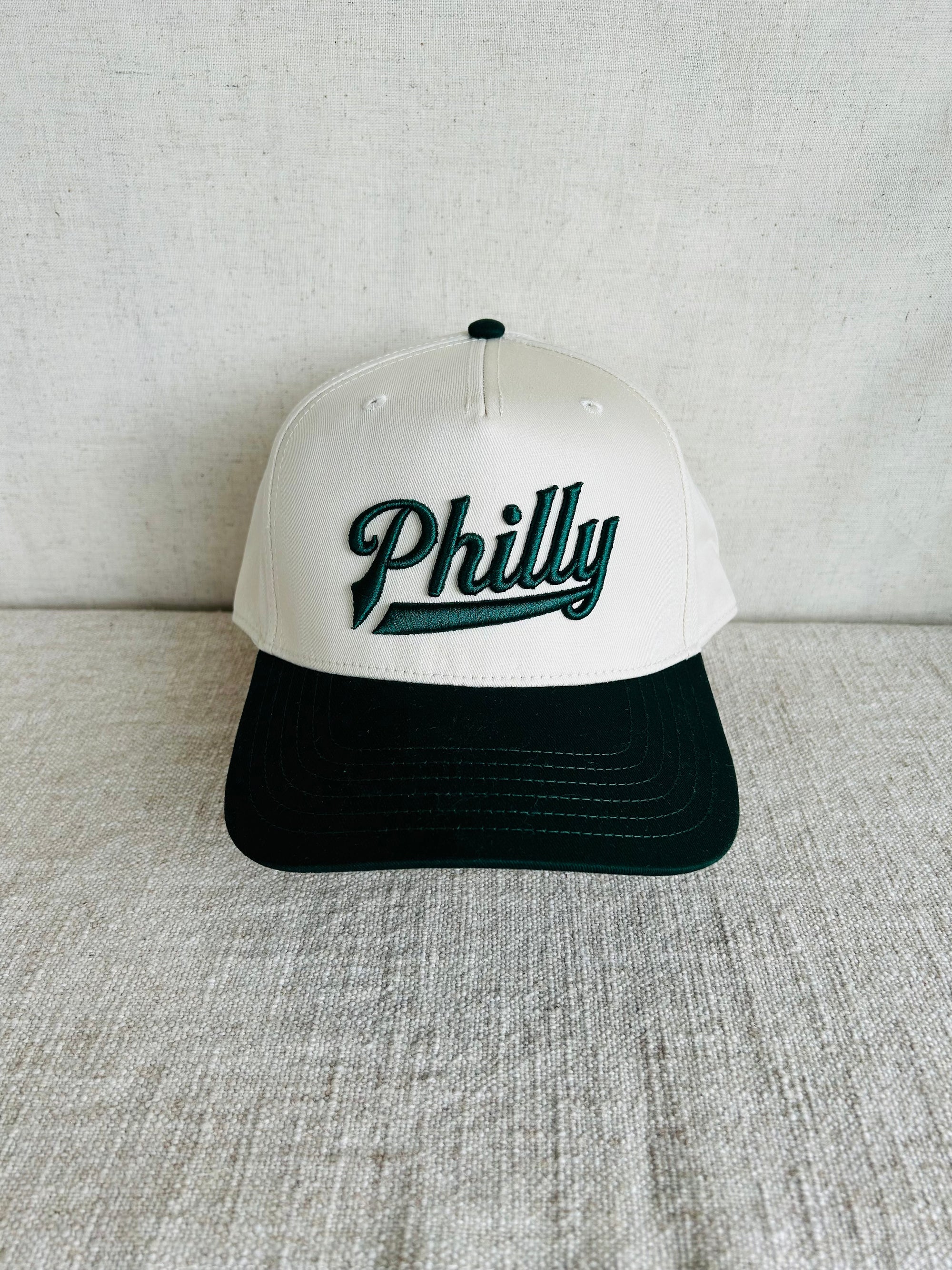 Philly Underscore Snapback Hat - Natural w Green