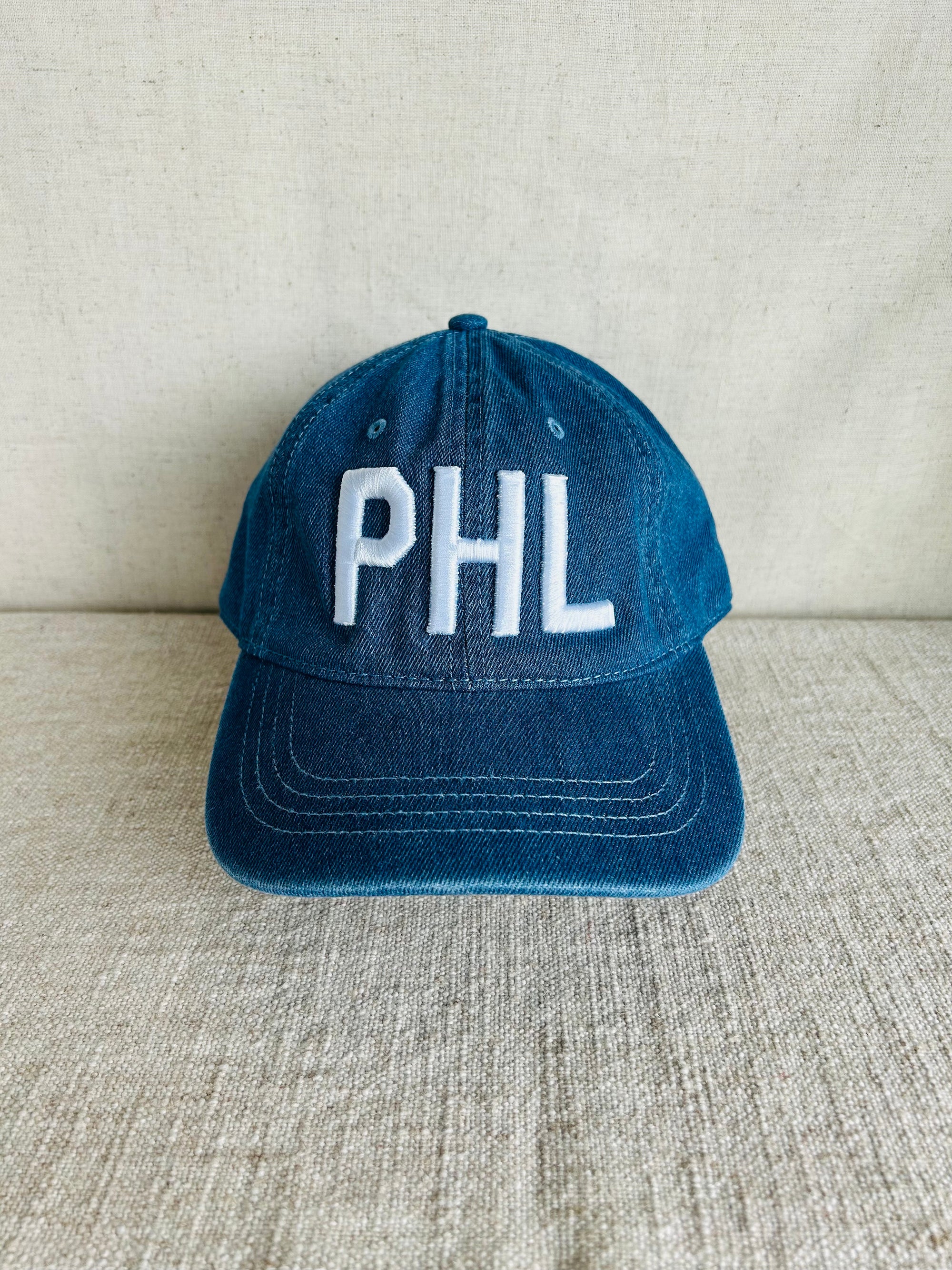 PHL Dad Hat - Denim w White