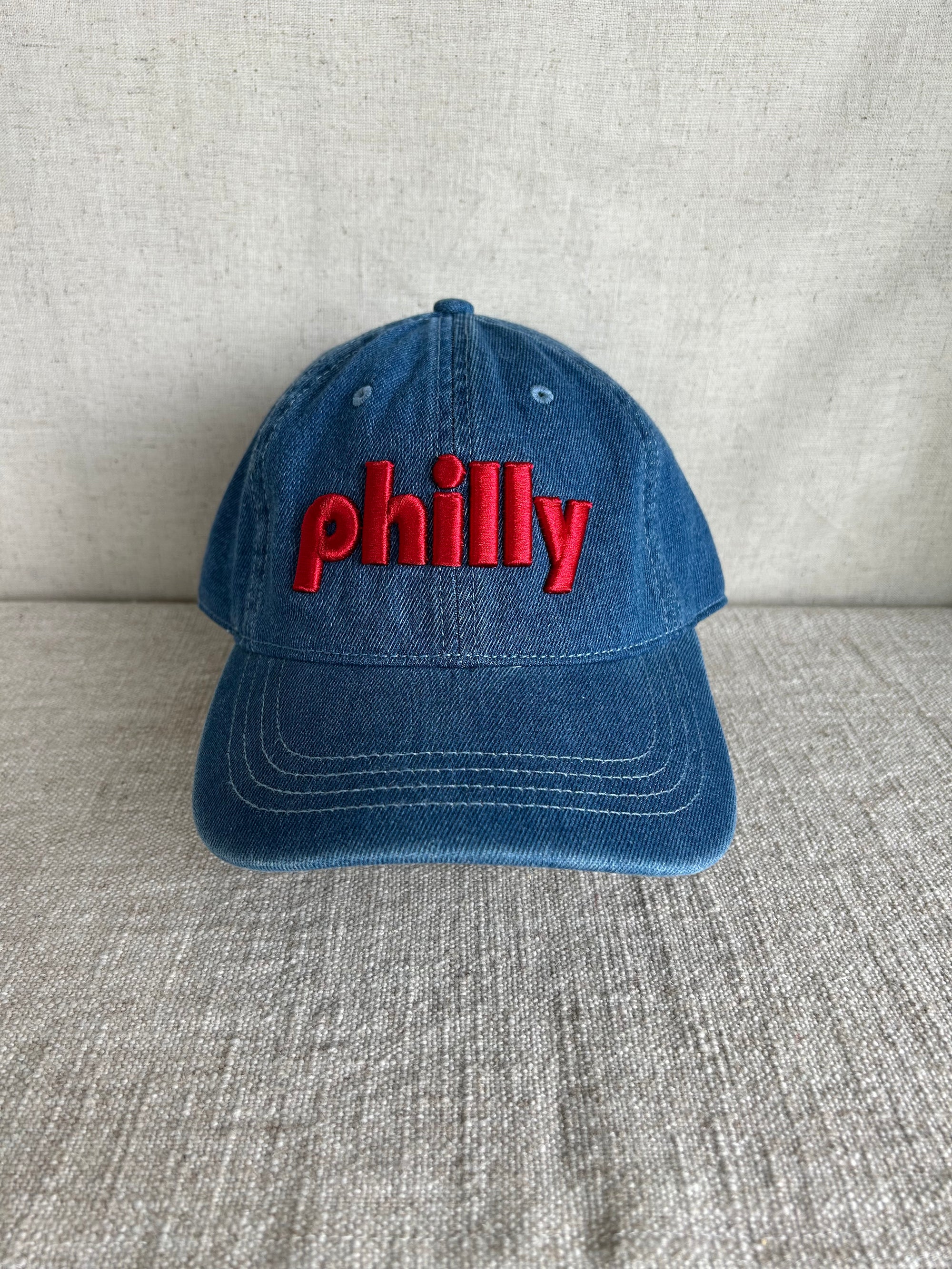 Philly Chalet Dad Hat - Denim w Red