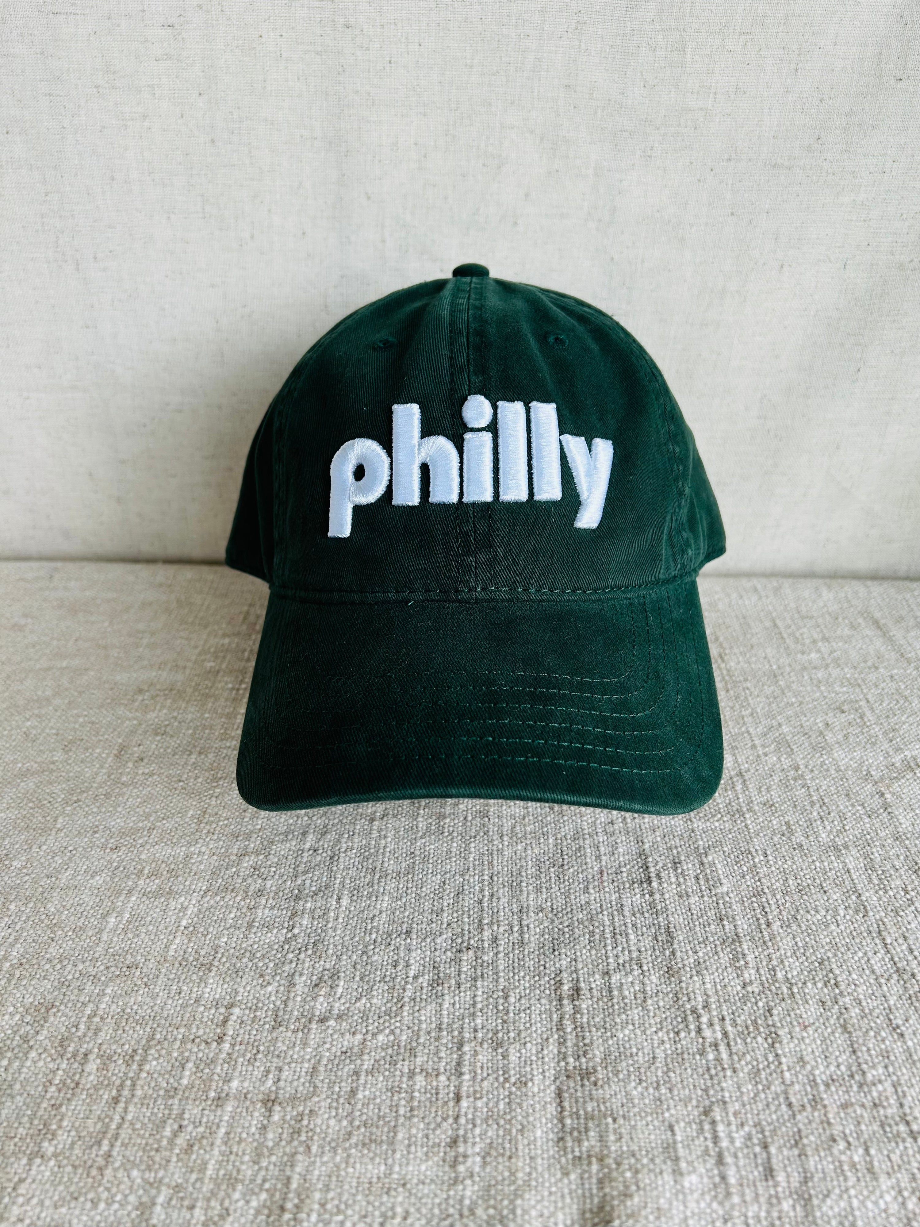 Philly Chalet Dad Hat - Dark Green w White