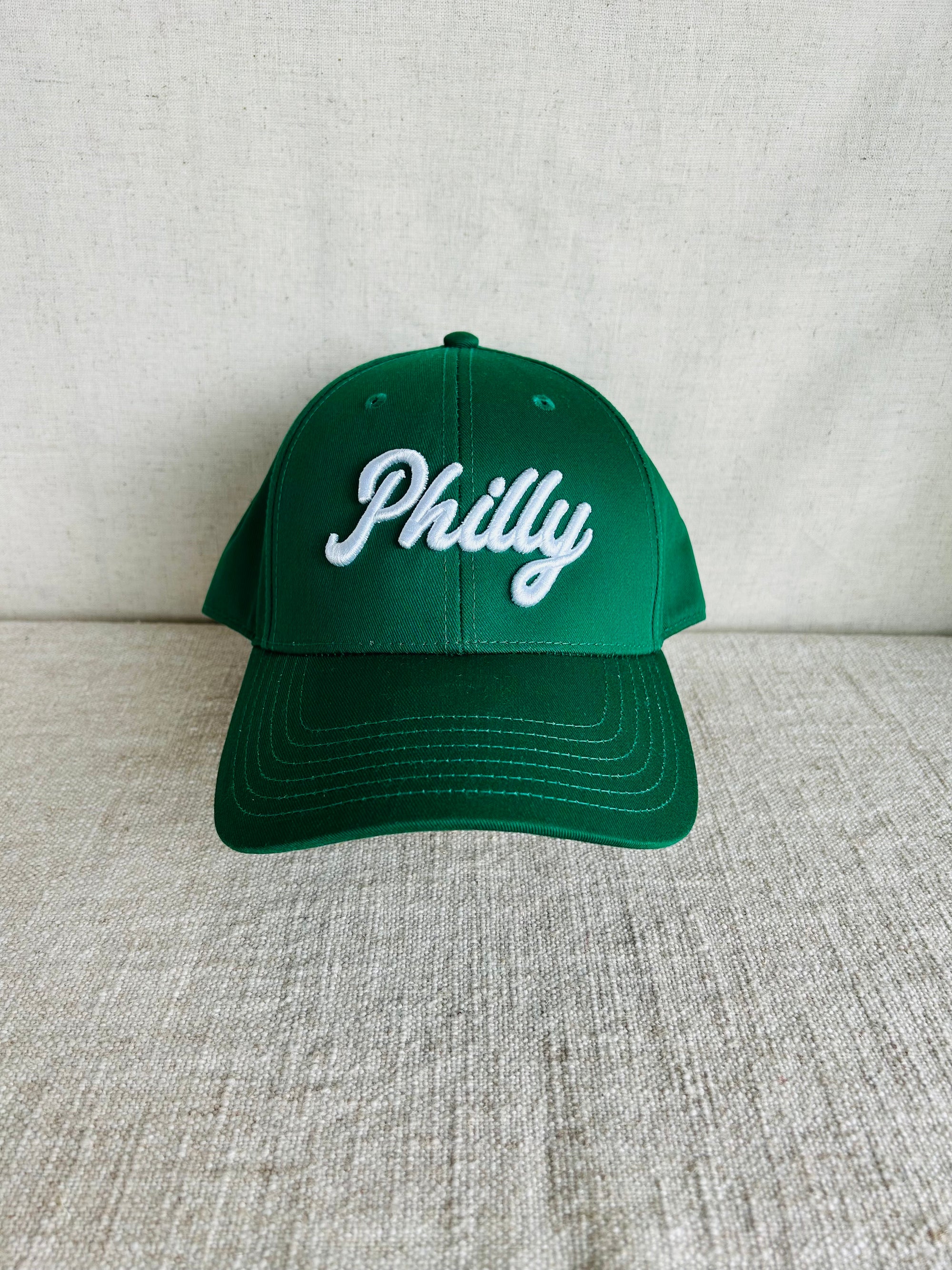 Philly Script Adjustable Hat - Green