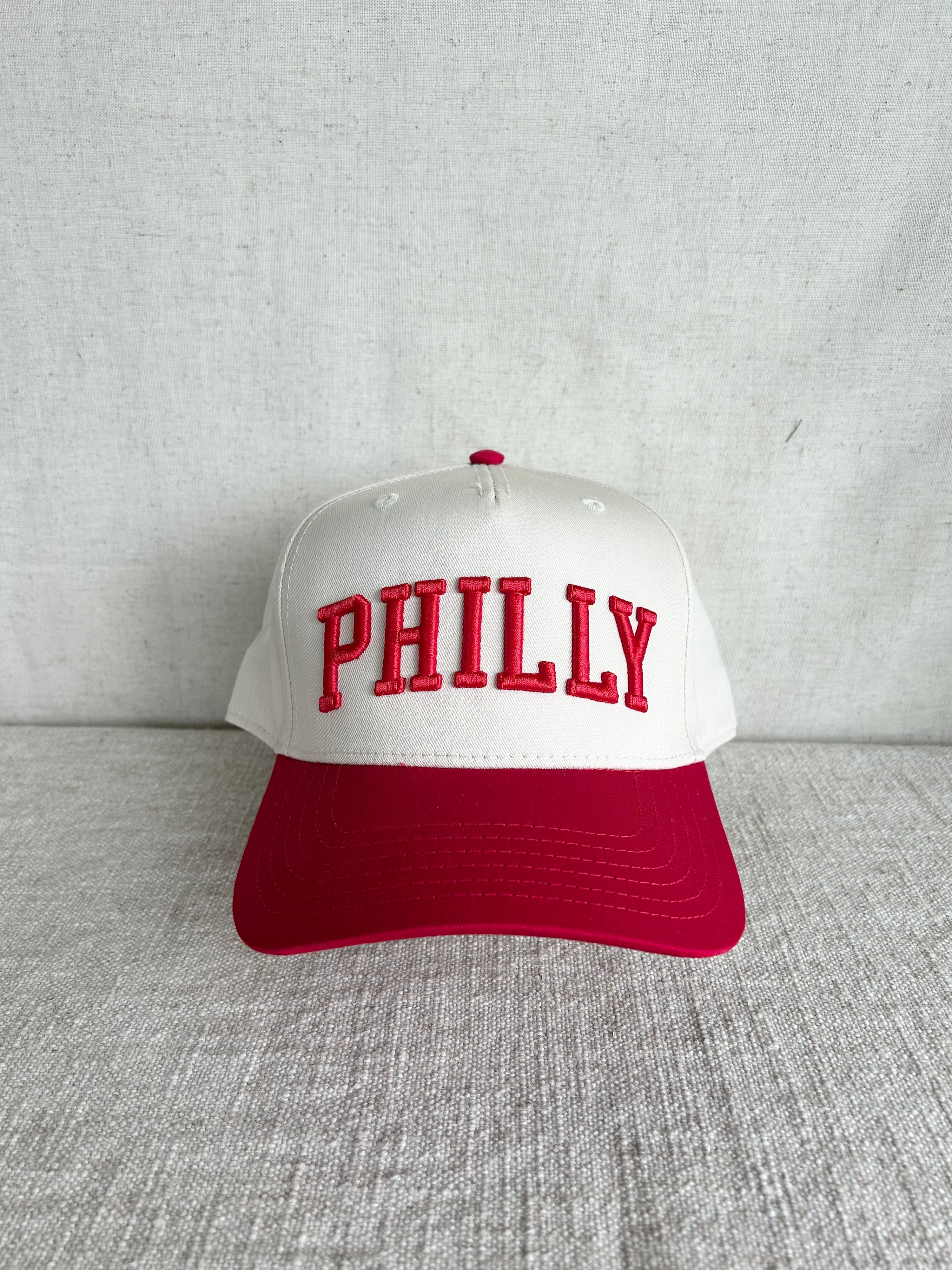 Philly Arched Snapback Hat - Natural w Red
