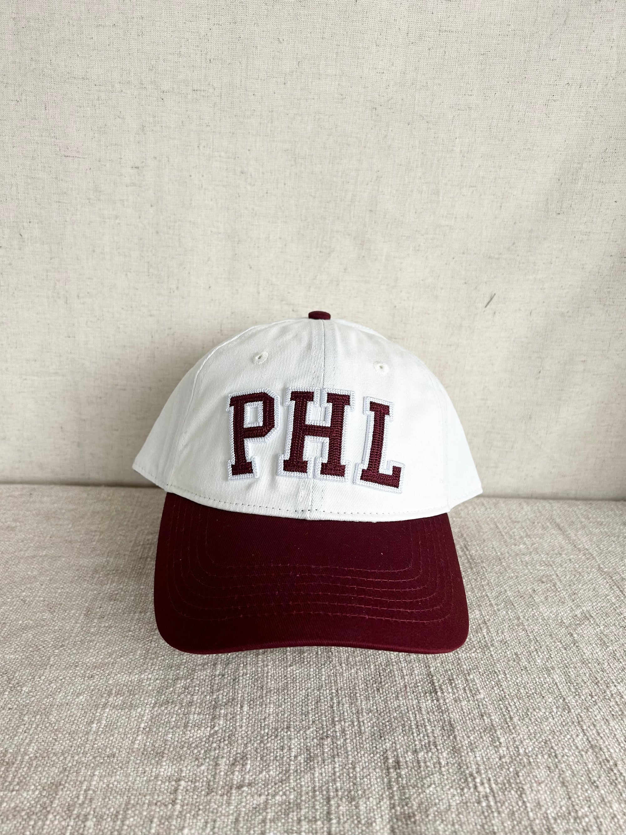 PHL Dad Hat - Natural w Maroon