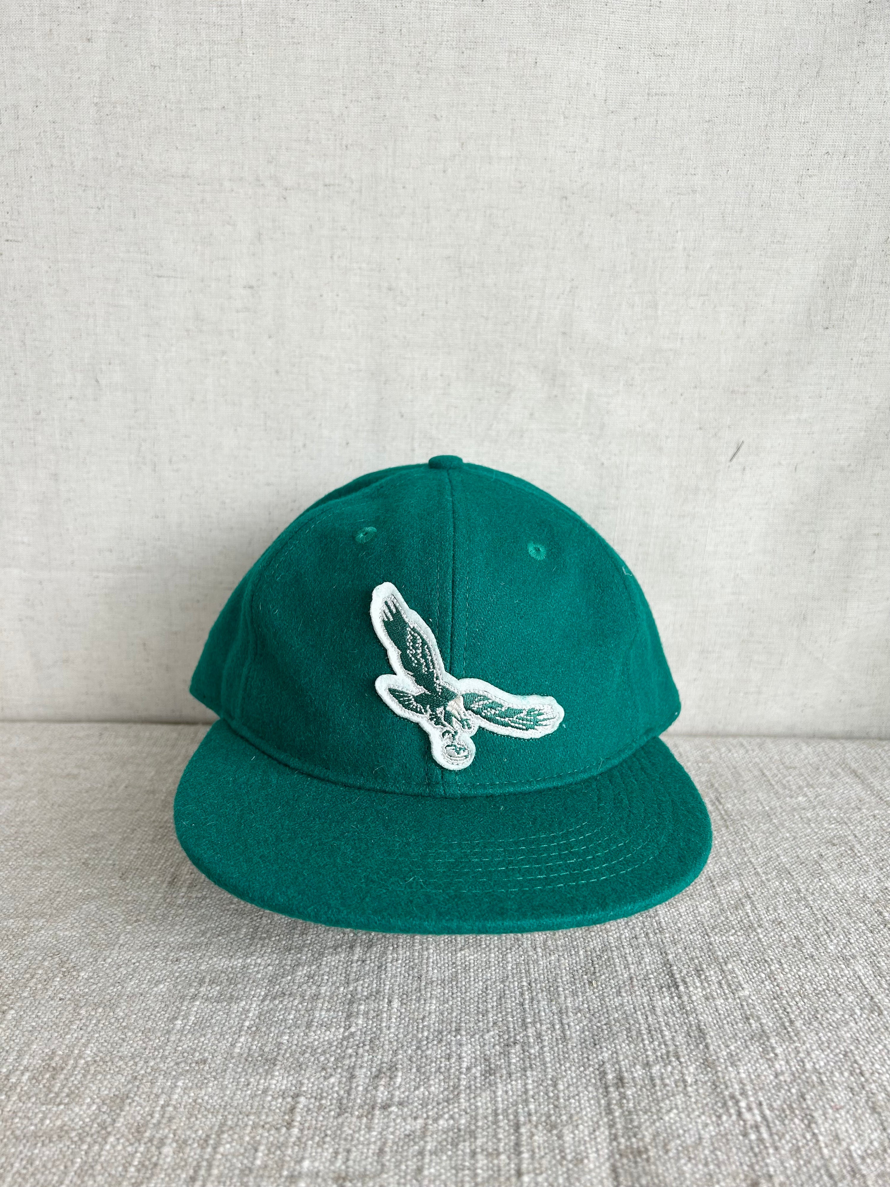 Vintage Bird Felt Flat Brim Hat - Green
