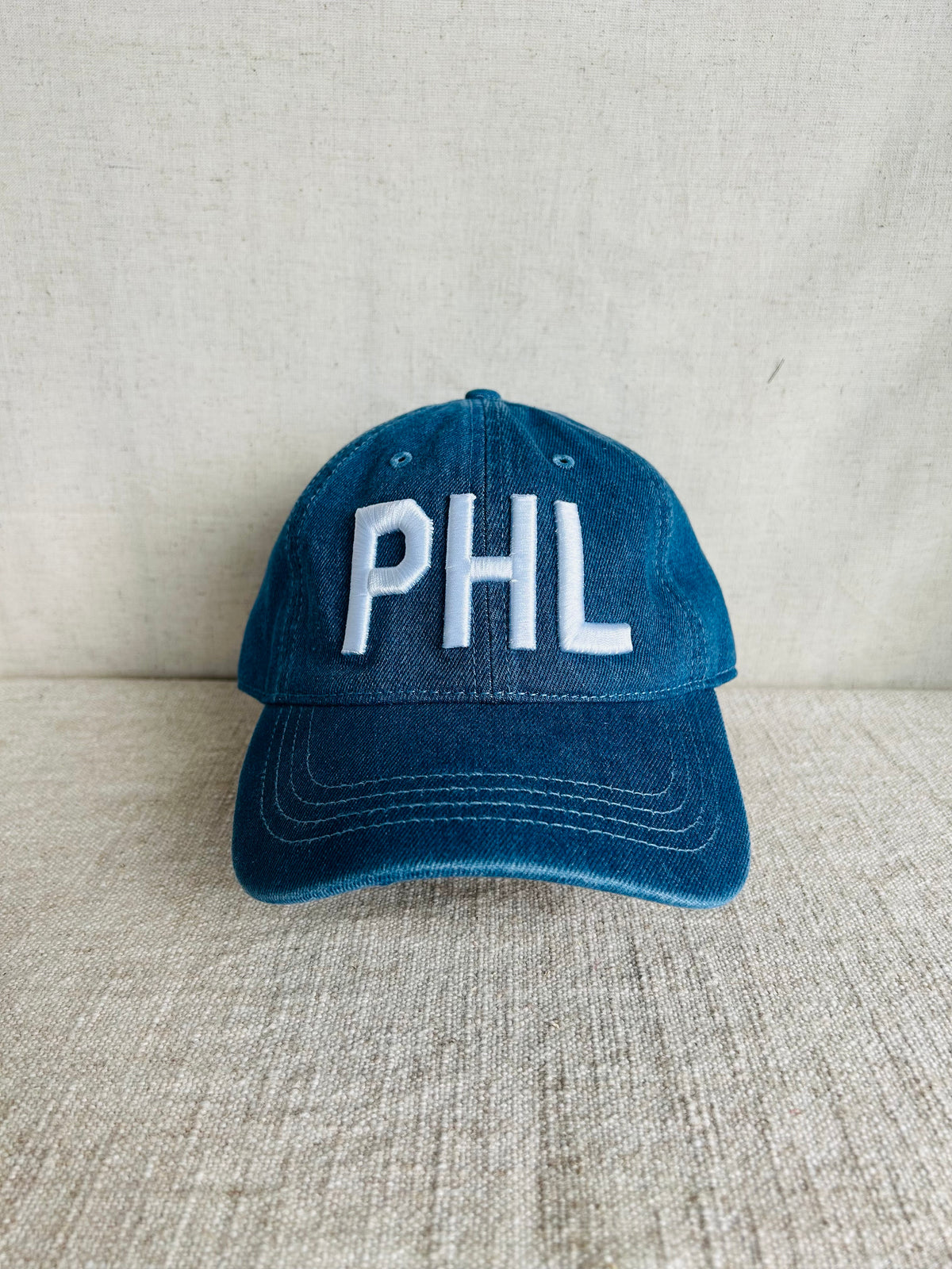 PHL Dad Hat - Denim w White