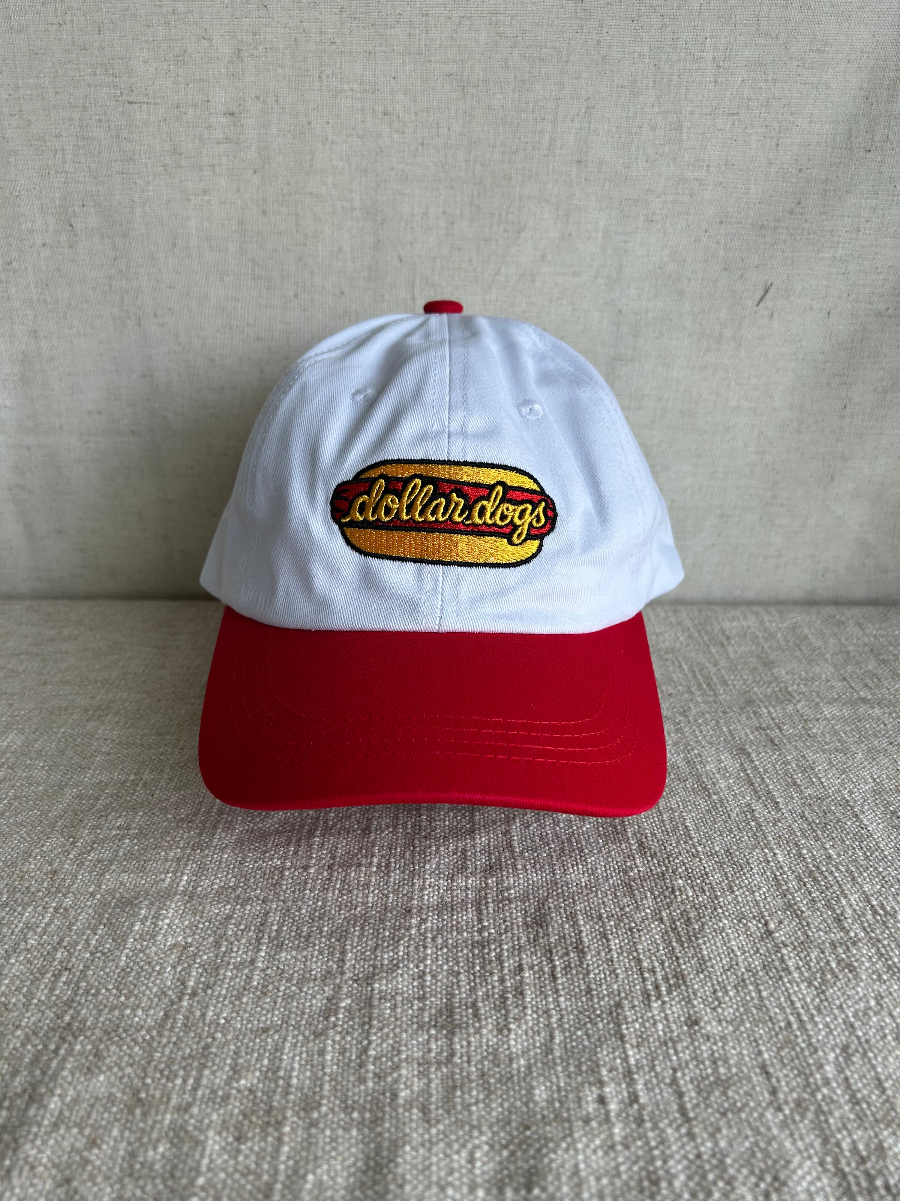 Dollar Dogs Dad Hat - Natural w Red