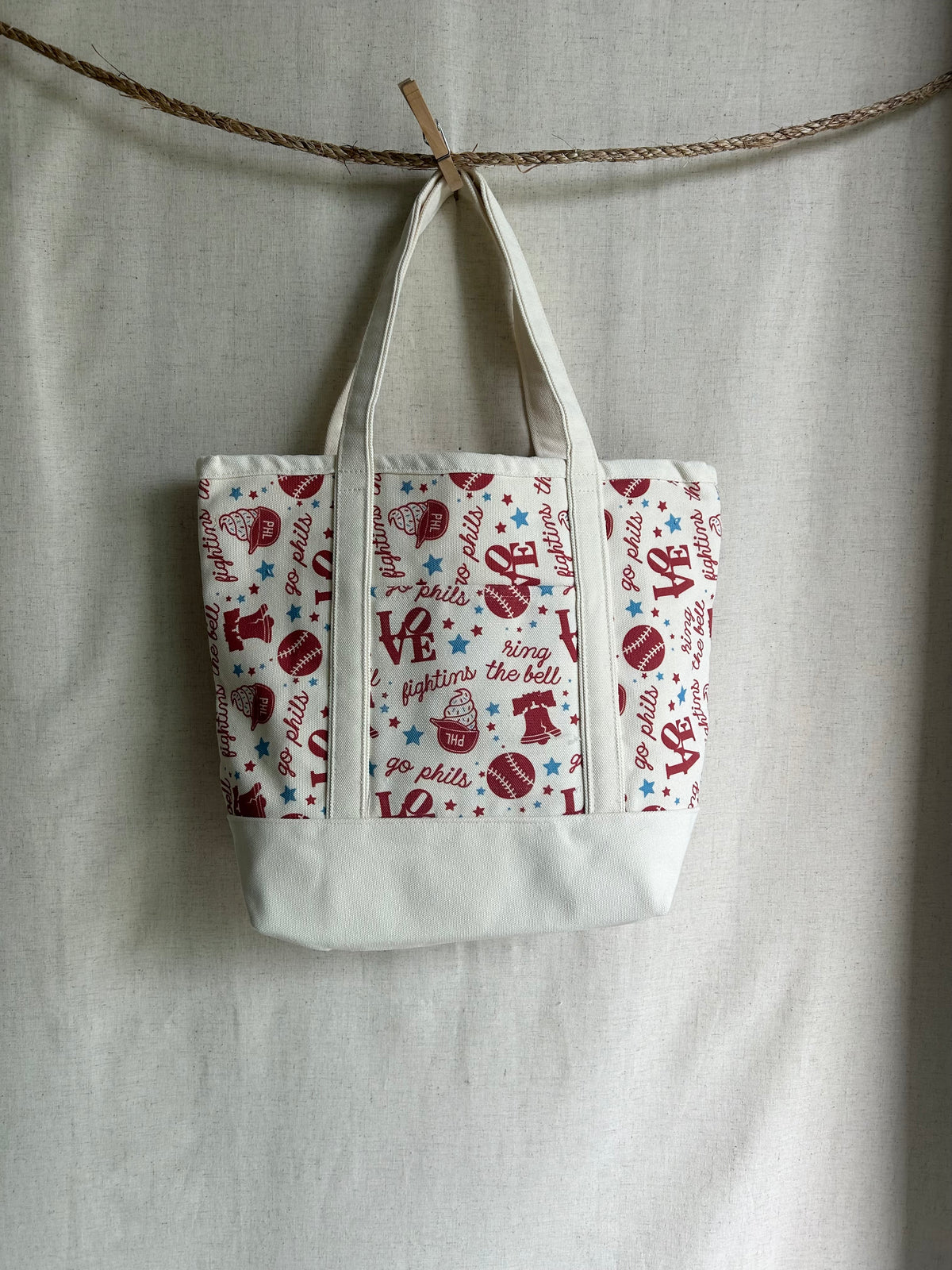 Love & Baseball Printed Canvas Tote