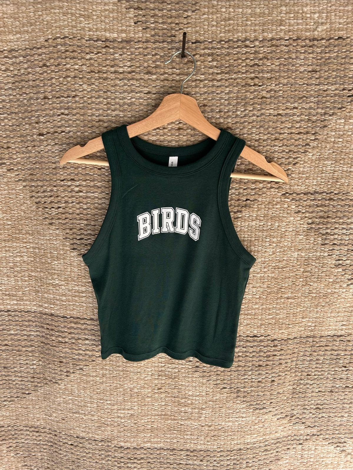 Birds Cropped Tank Top - Green