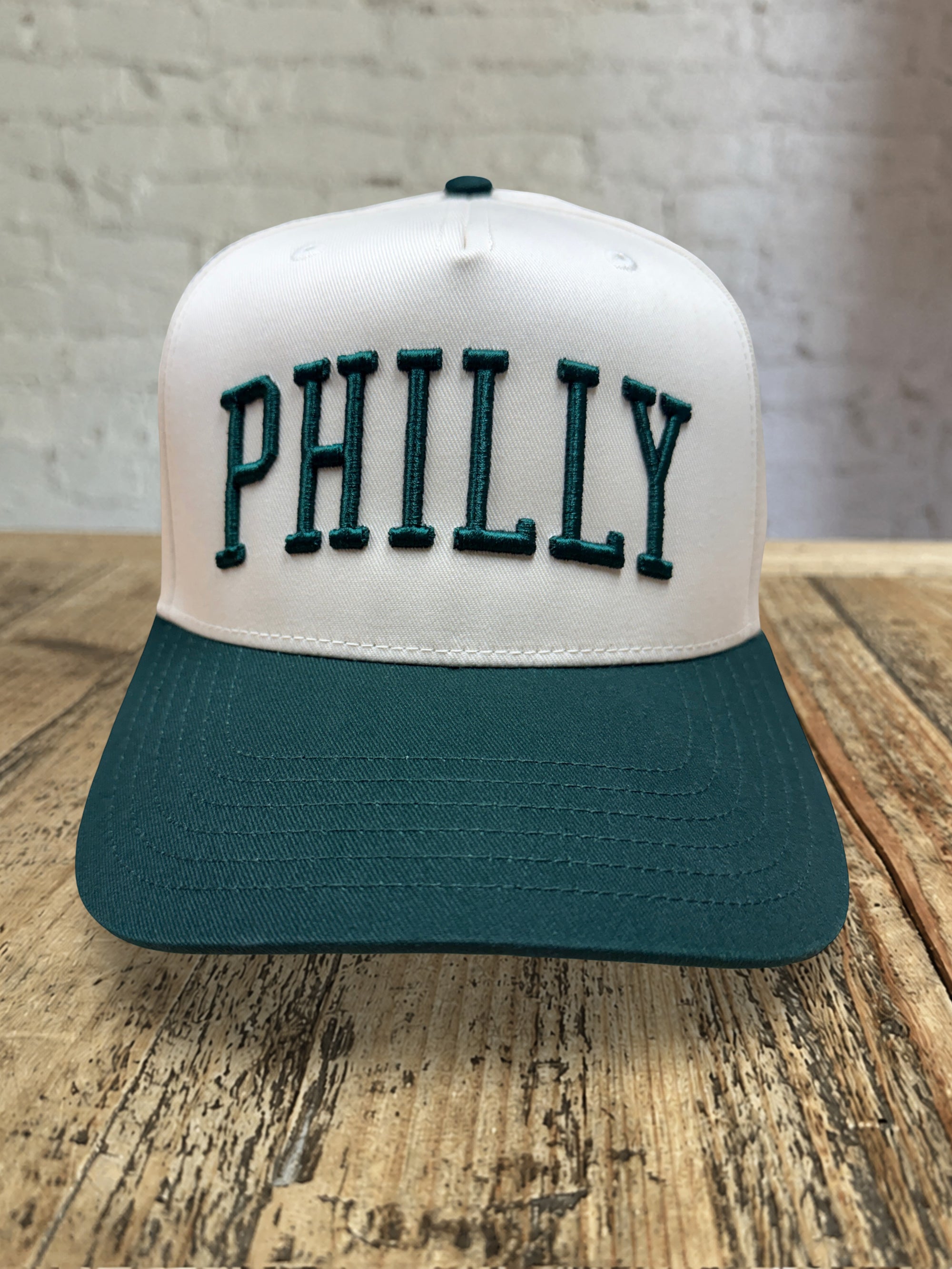 Philly Arched Snapback Hat - Natural w Green