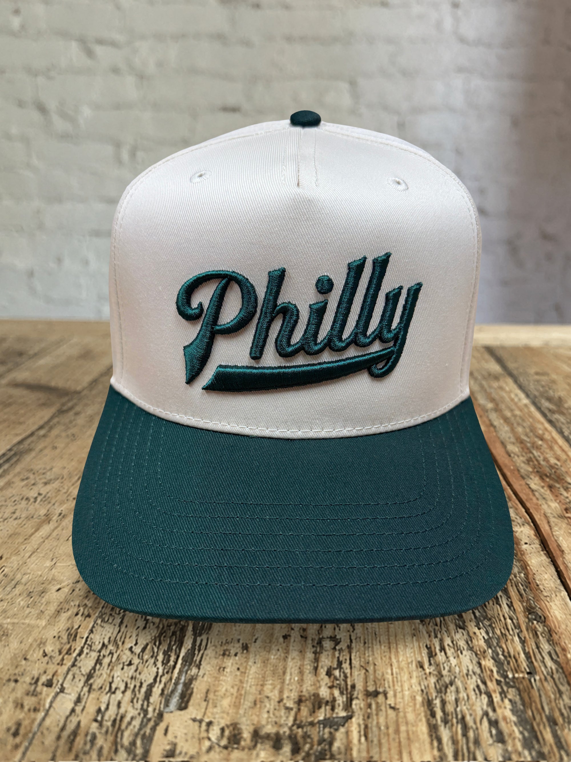 Philly Underscore Snapback Hat - Natural w Green