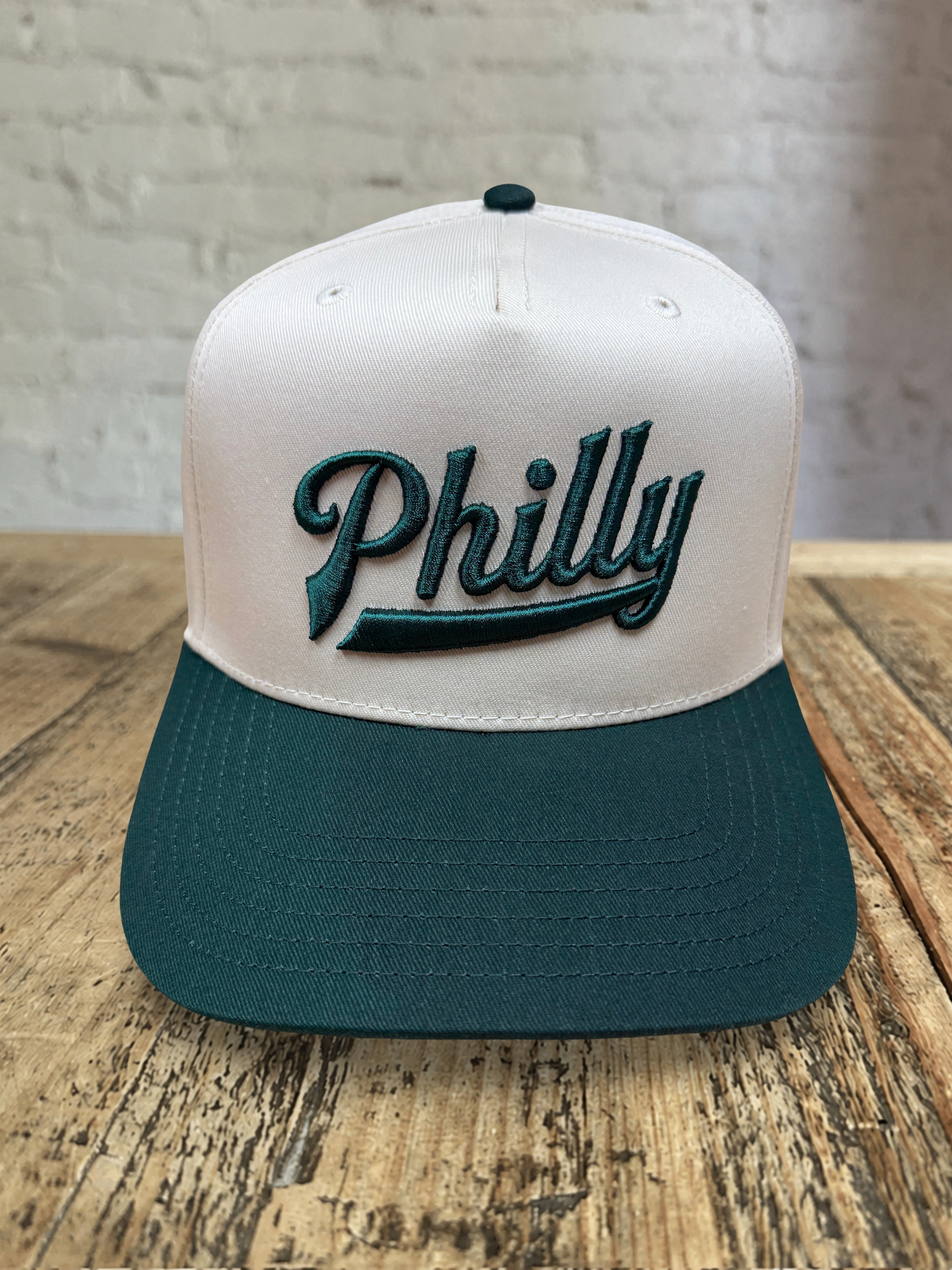 Philly Underscore Snapback Hat - Natural w Green