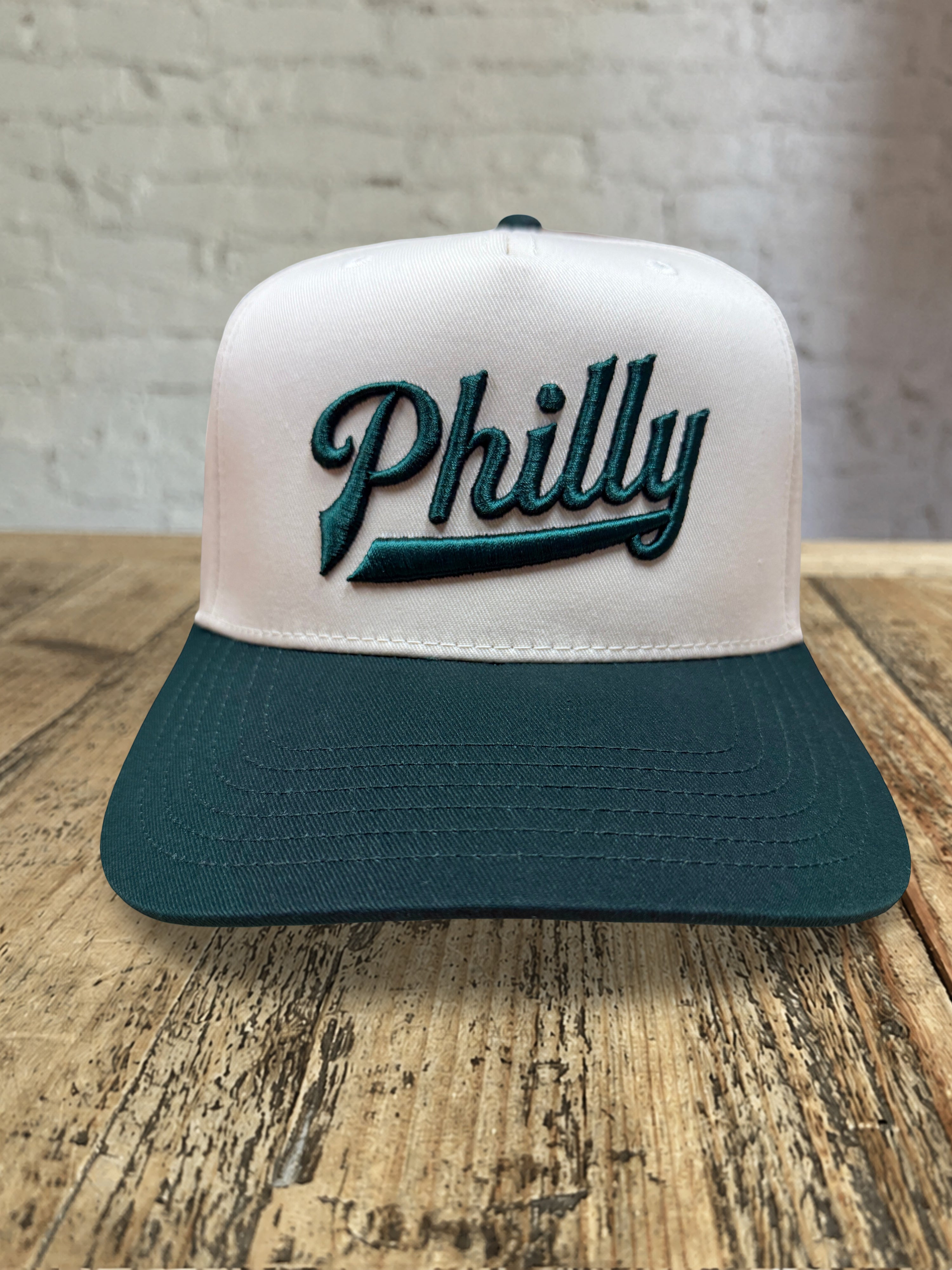 Philly Underscore Snapback Hat - Natural w Green