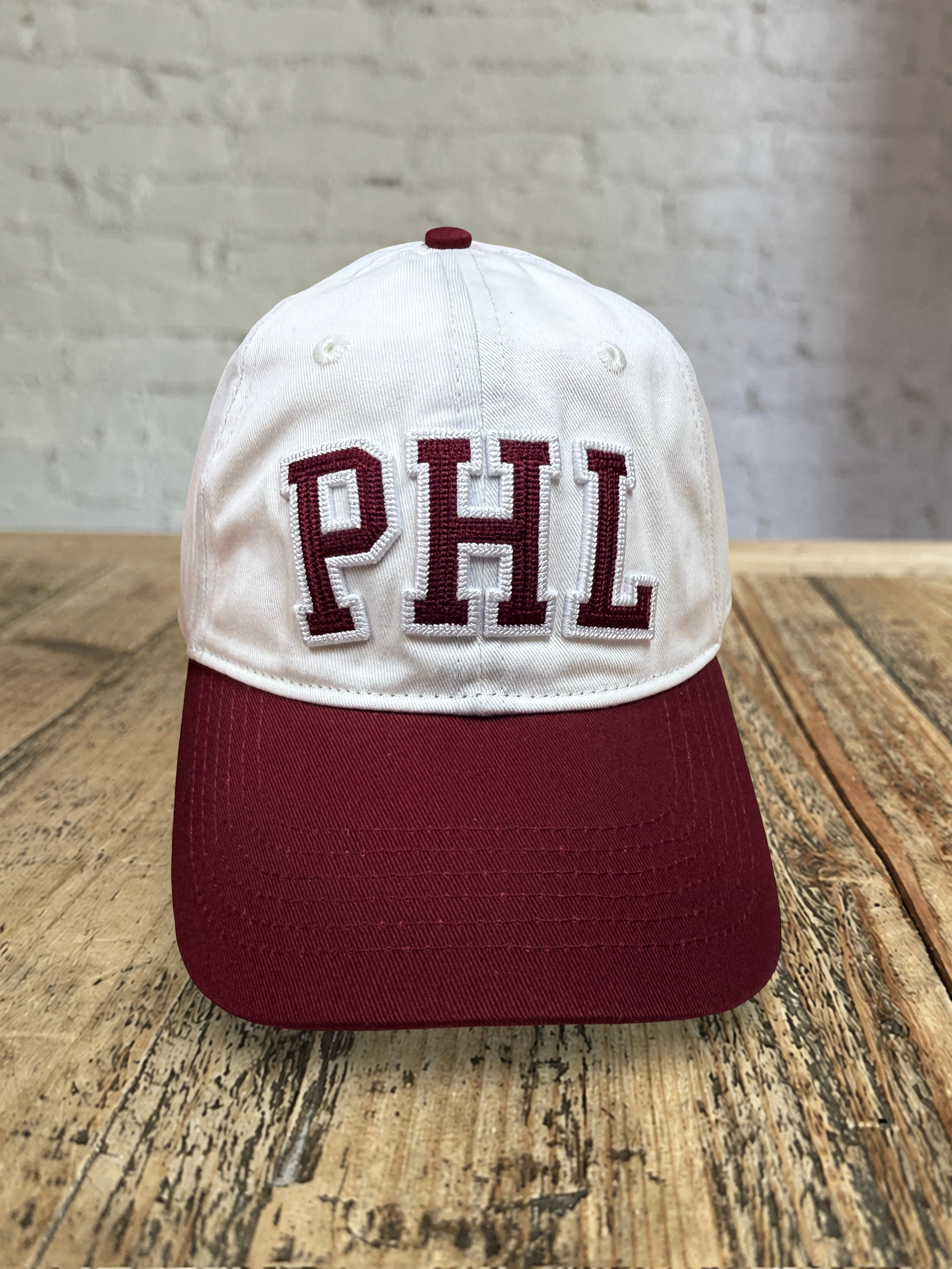 PHL Dad Hat - Natural w Maroon