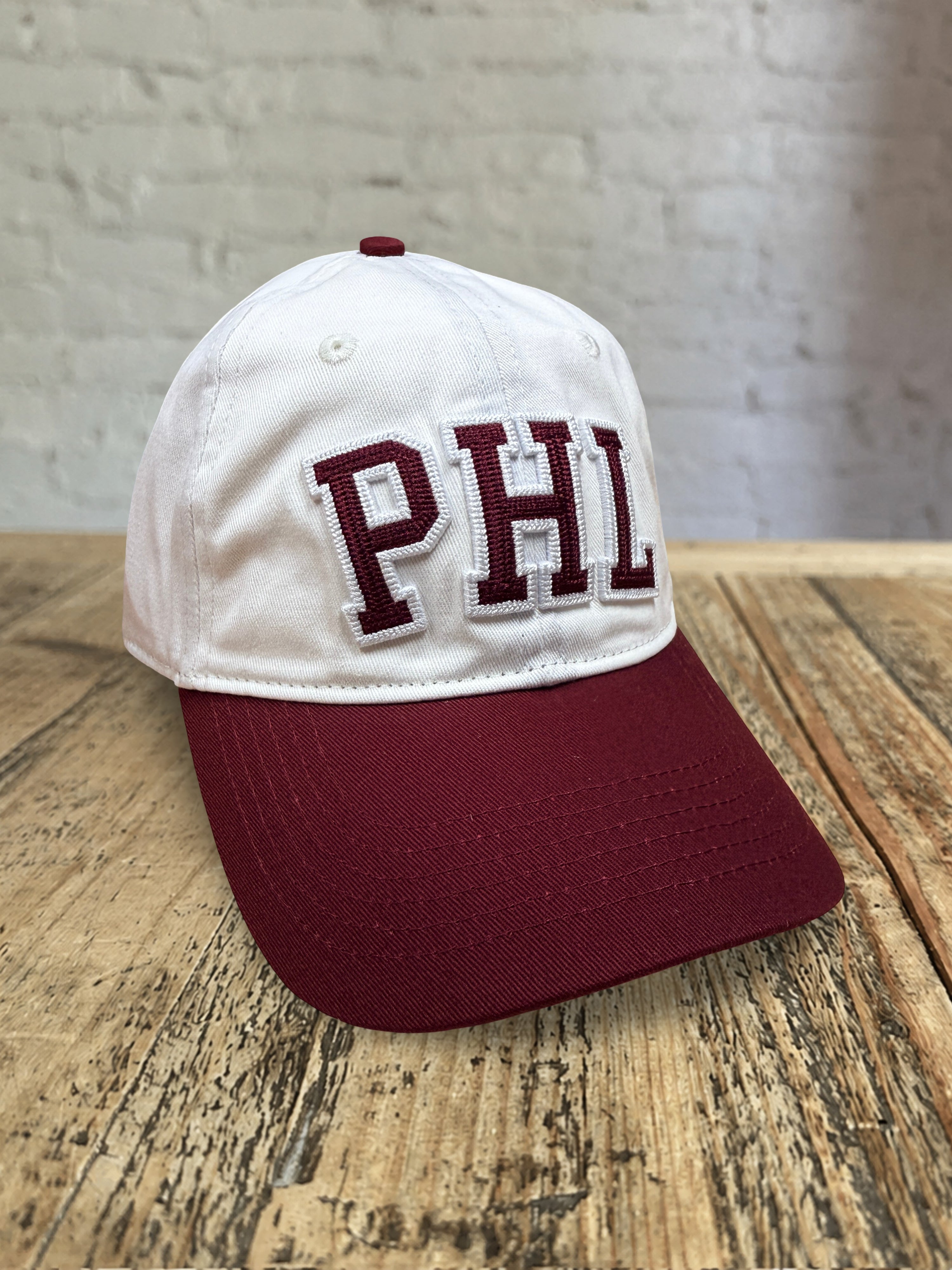 PHL Dad Hat - Natural w Maroon